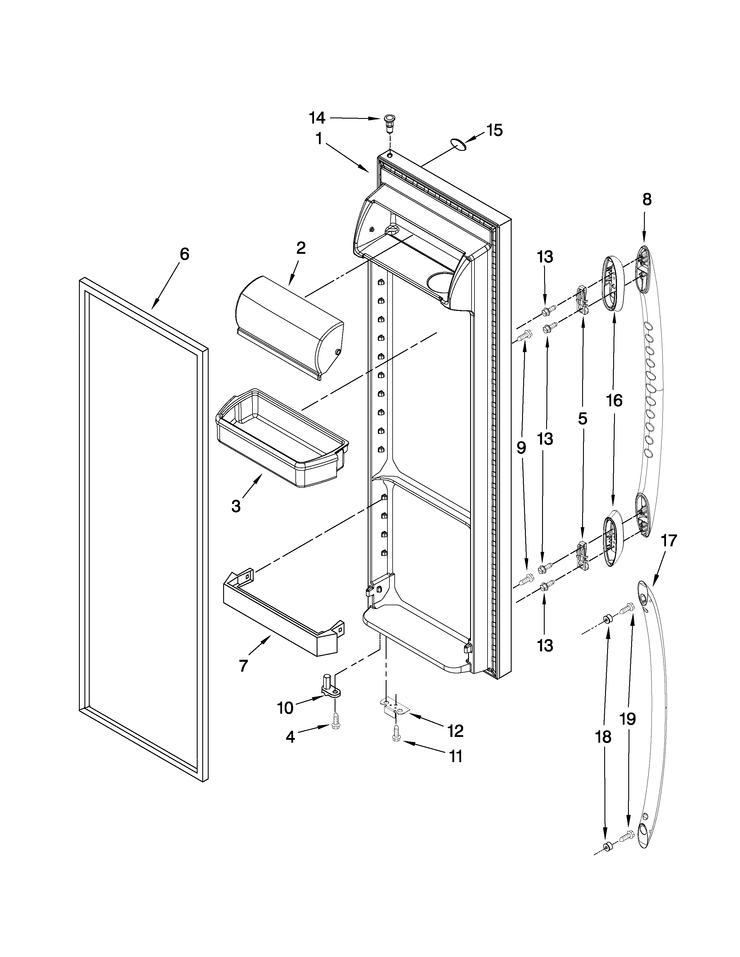 Maytag MSD2550VEU01 refrigerator door parts diagram