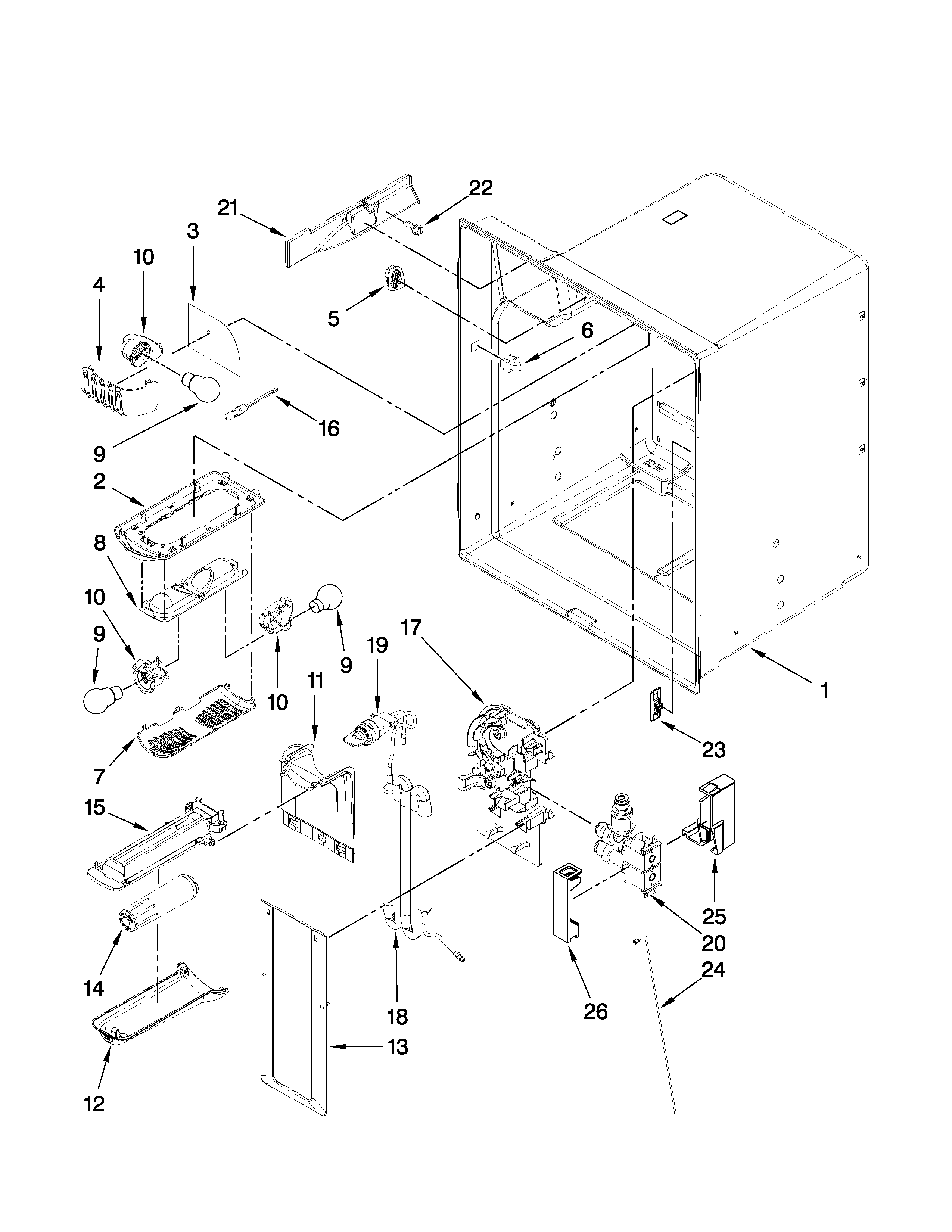 Amana AFI2538AEW3 refrigerator liner parts diagram