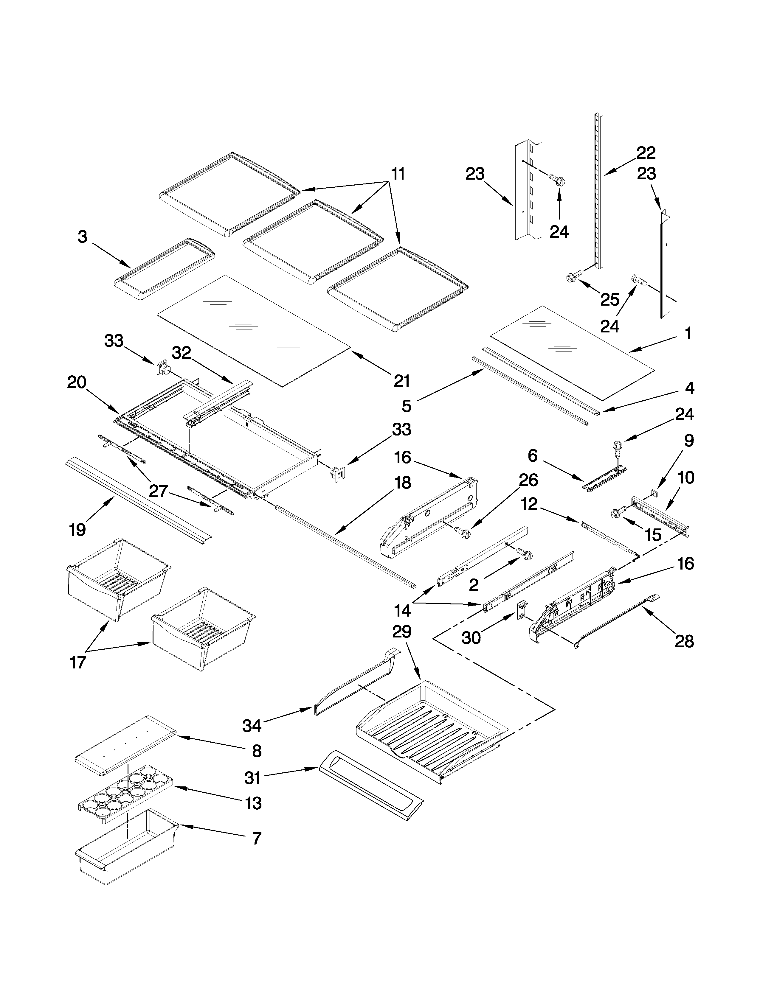 Amana AFI2538AEW3 shelf parts diagram