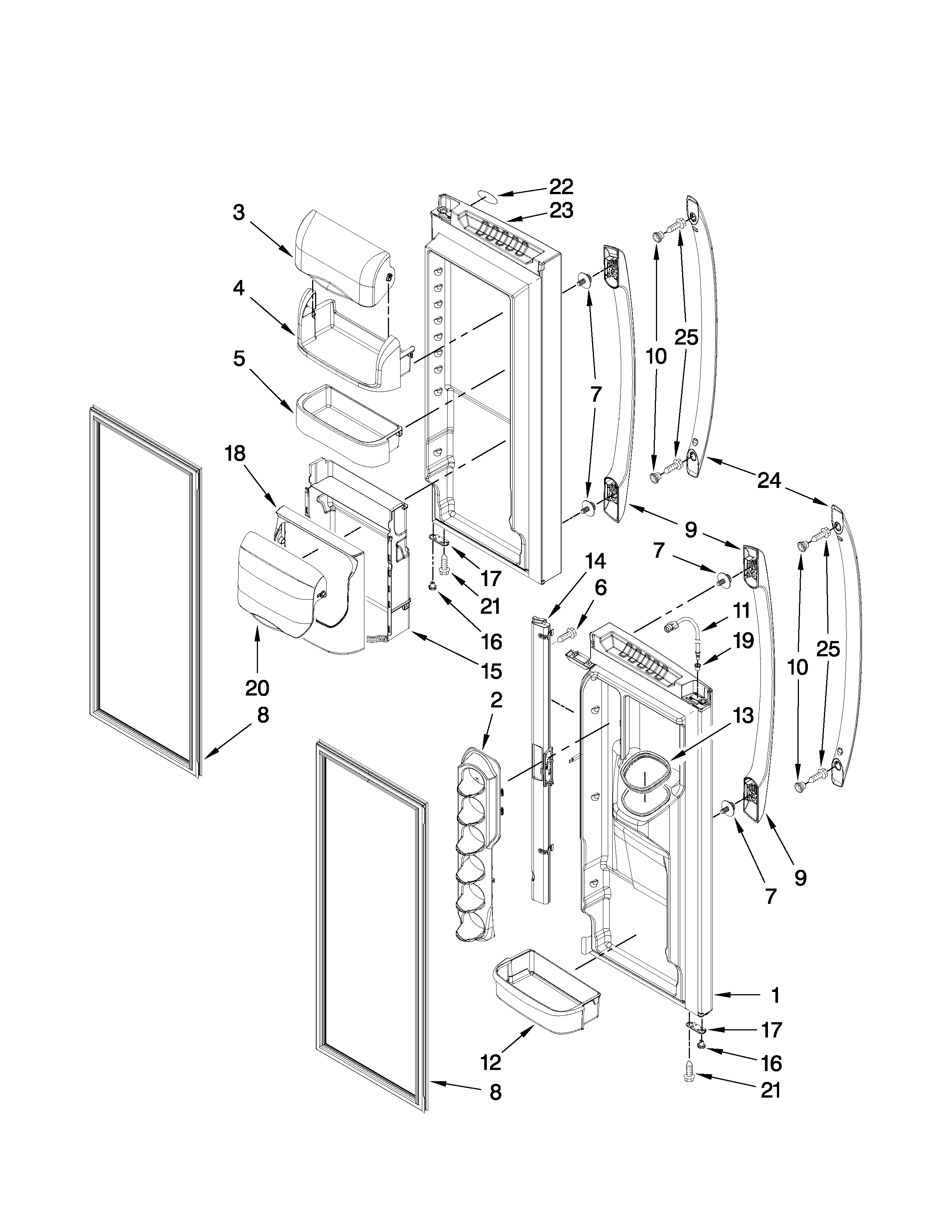 Amana AFI2538AEW3 refrigerator door parts diagram