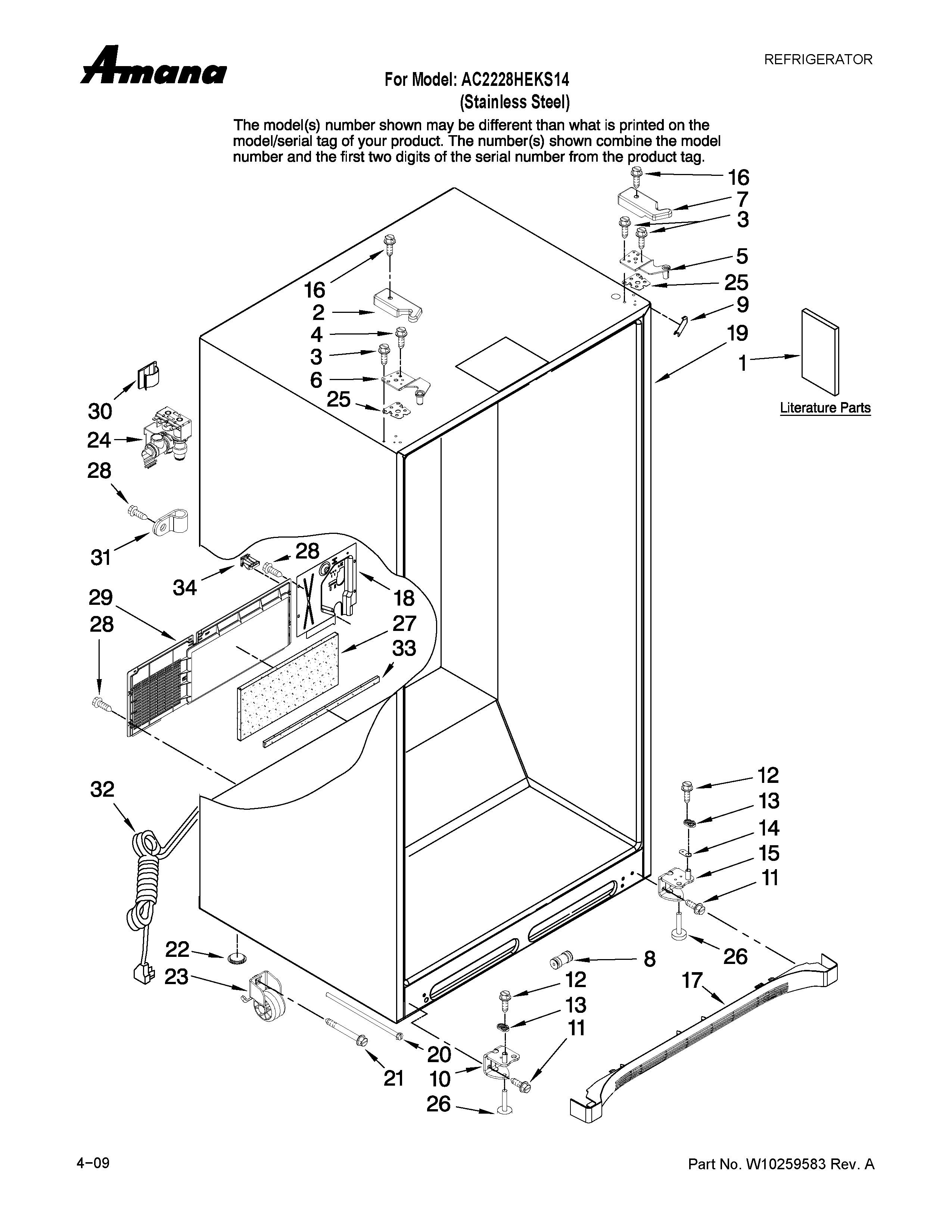 Amana AC2228HEKS14 cabinet parts diagram