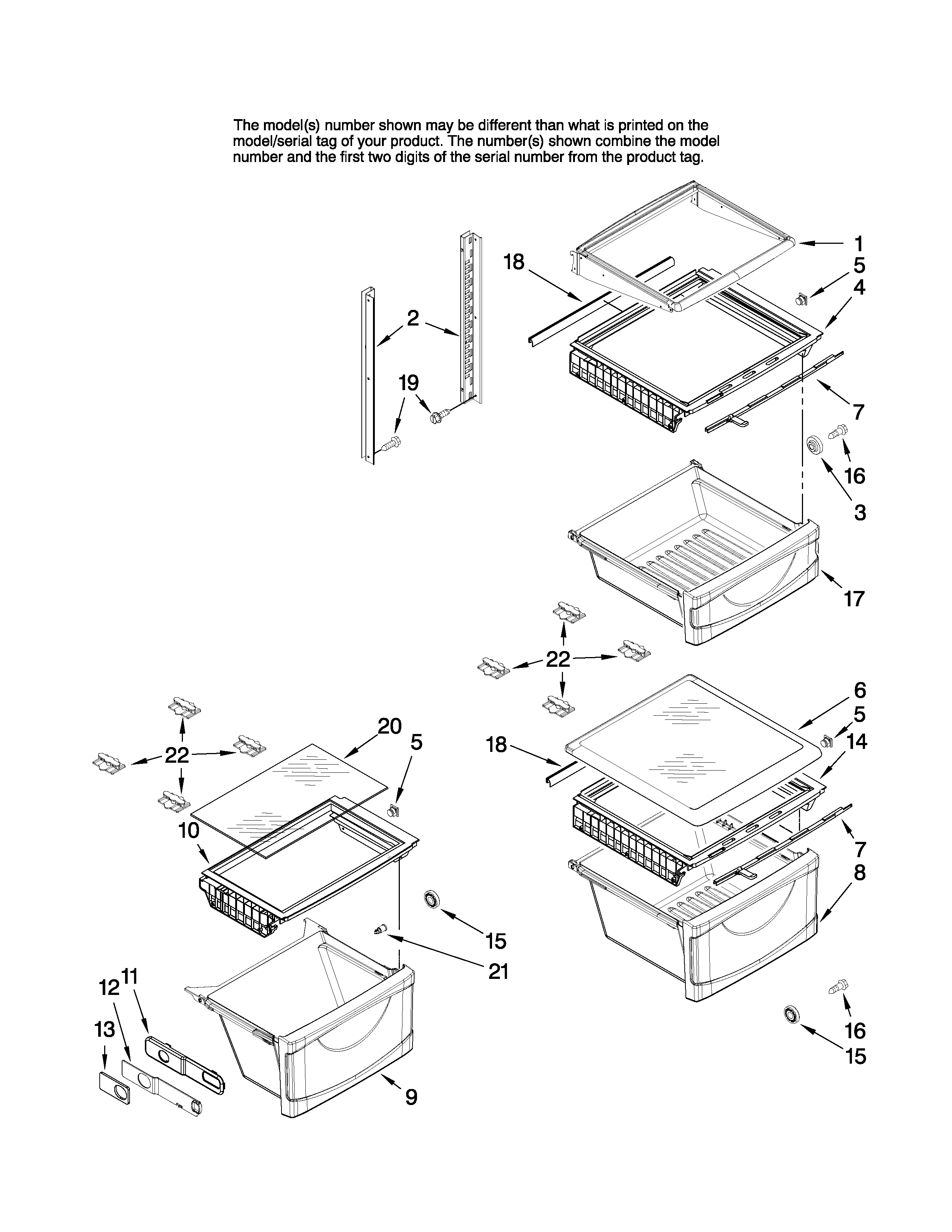 Amana AC2228HEKS14 refrigerator shelf parts diagram