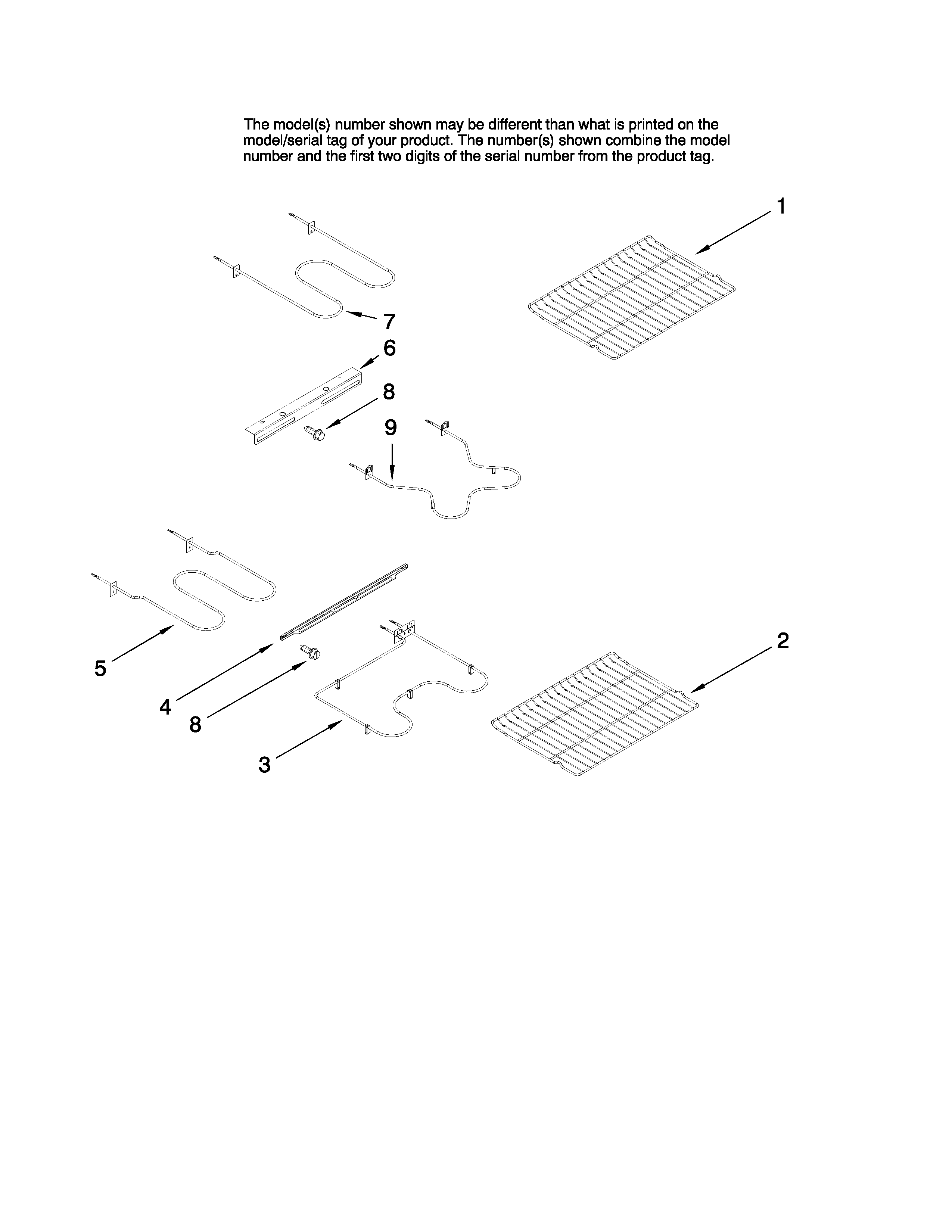 Maytag MER6755AAW25 rack and element parts diagram