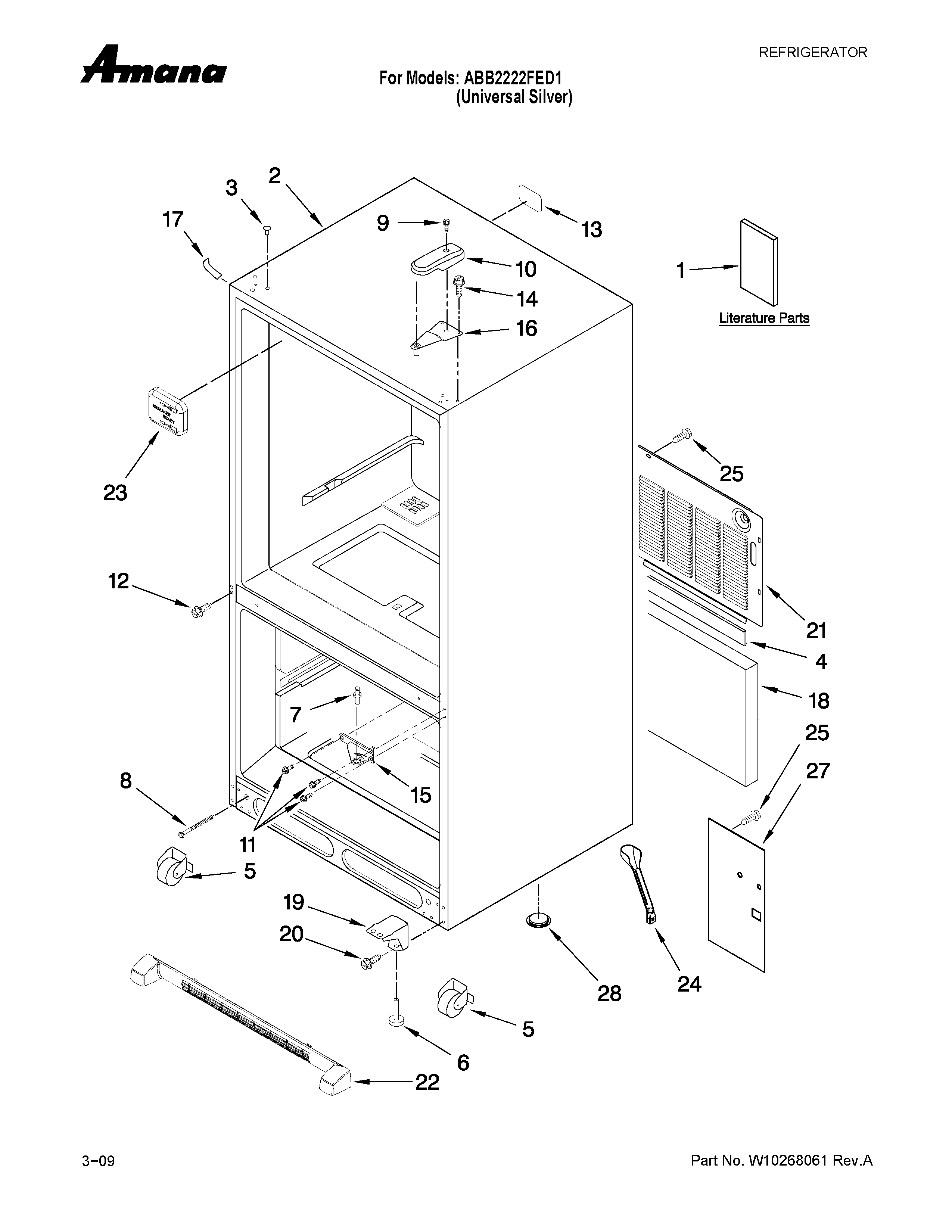Amana ABB2222FED1 cabinet parts diagram