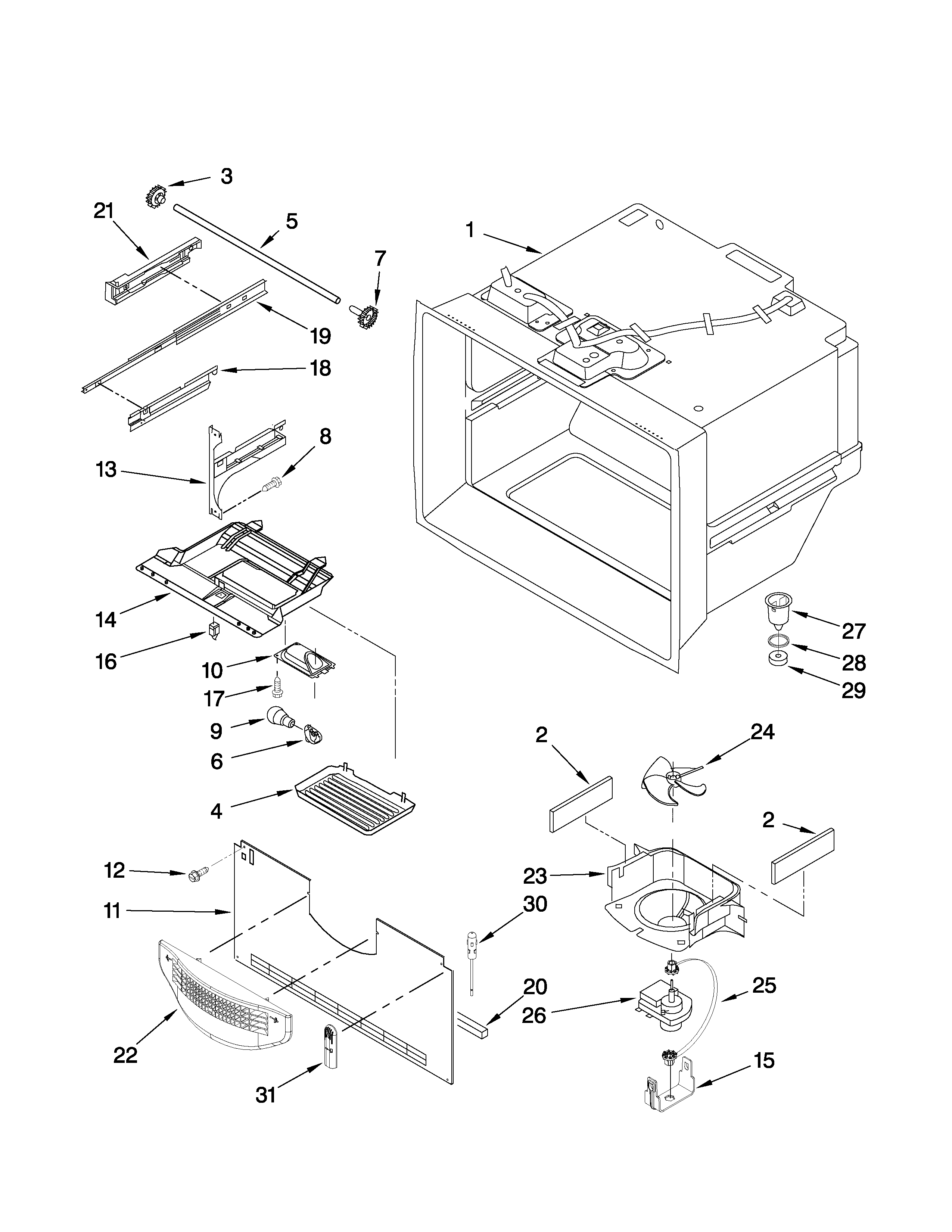 Amana ABB2222FED1 freezer liner parts diagram
