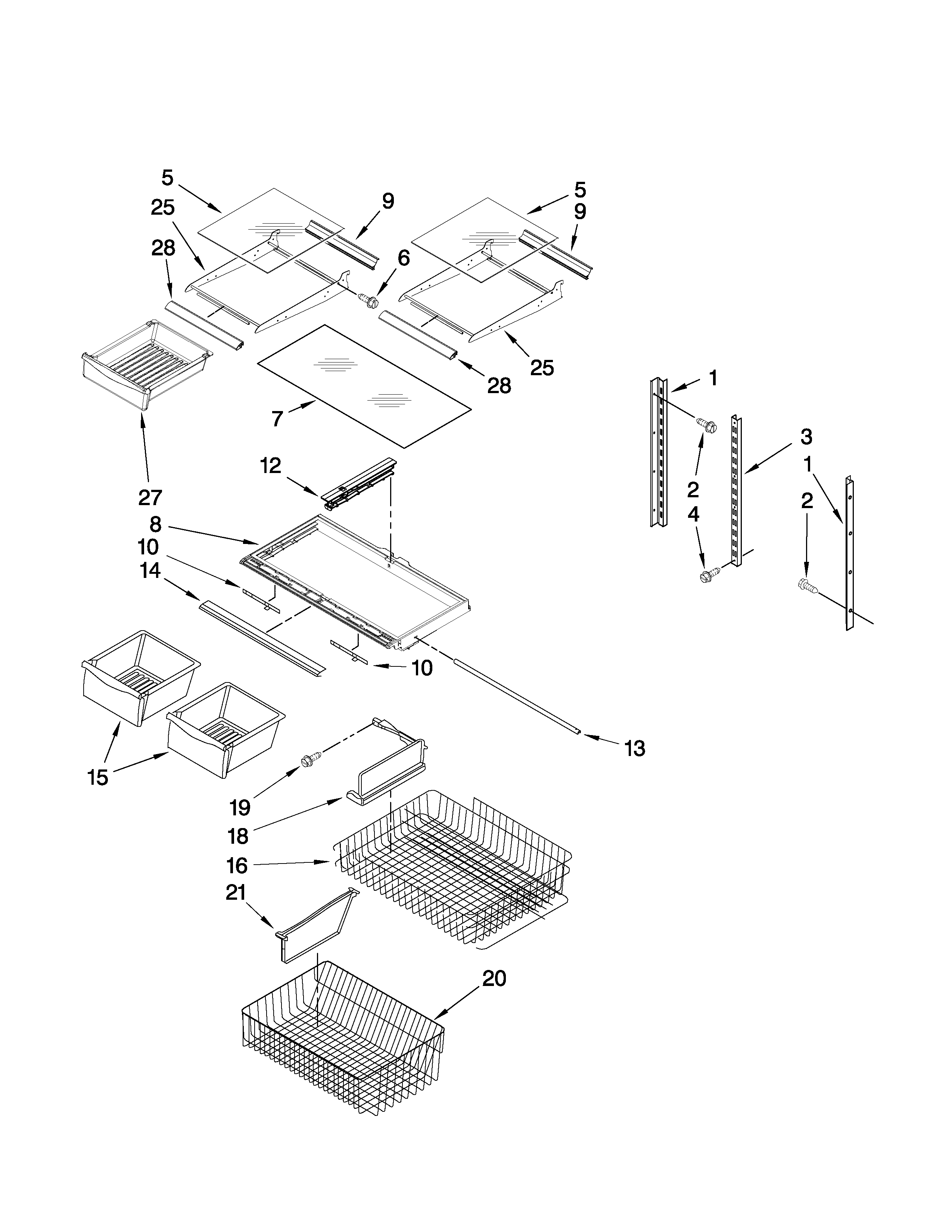 Amana ABR2222FES3 shelf parts diagram