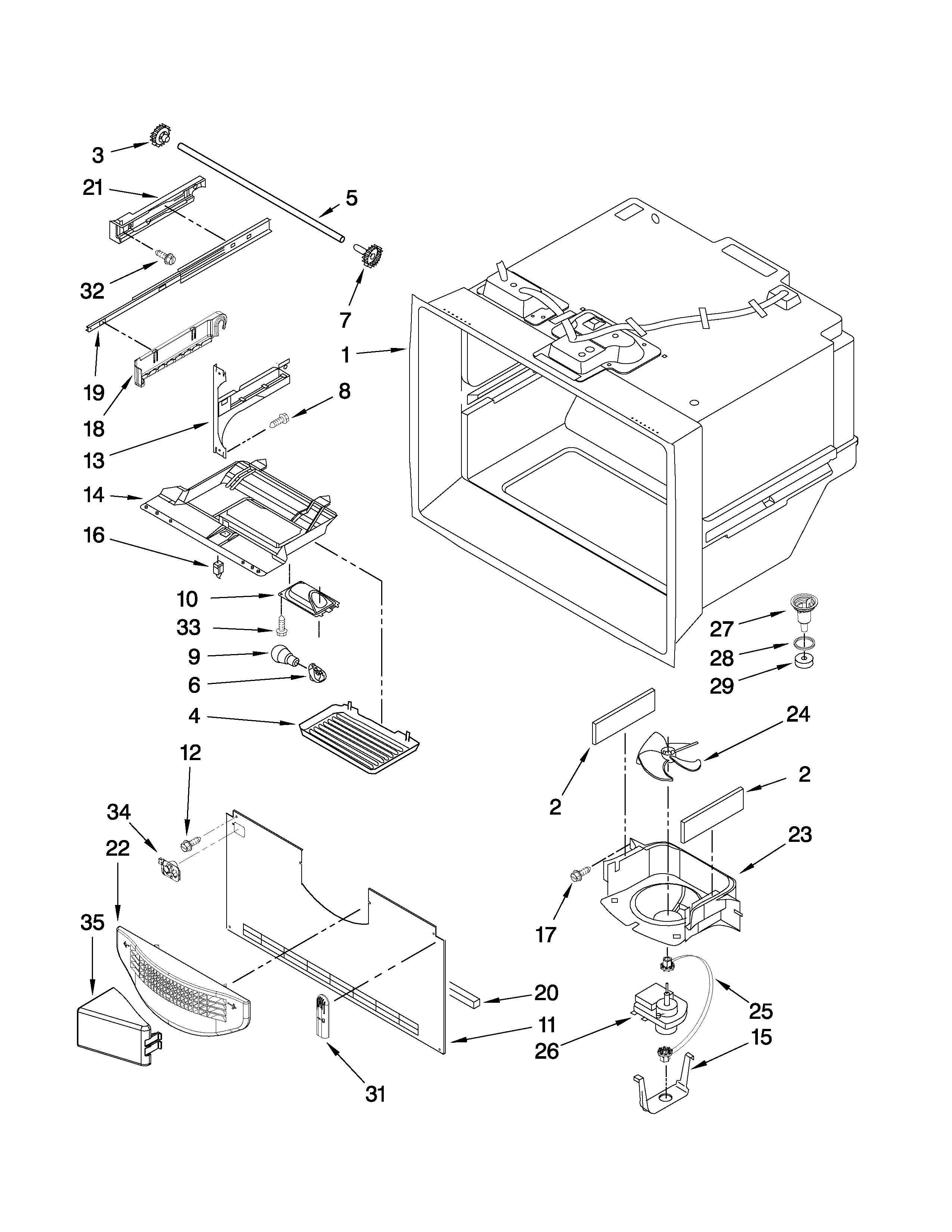 Jenn-Air JBL2286KES3 freezer liner parts diagram