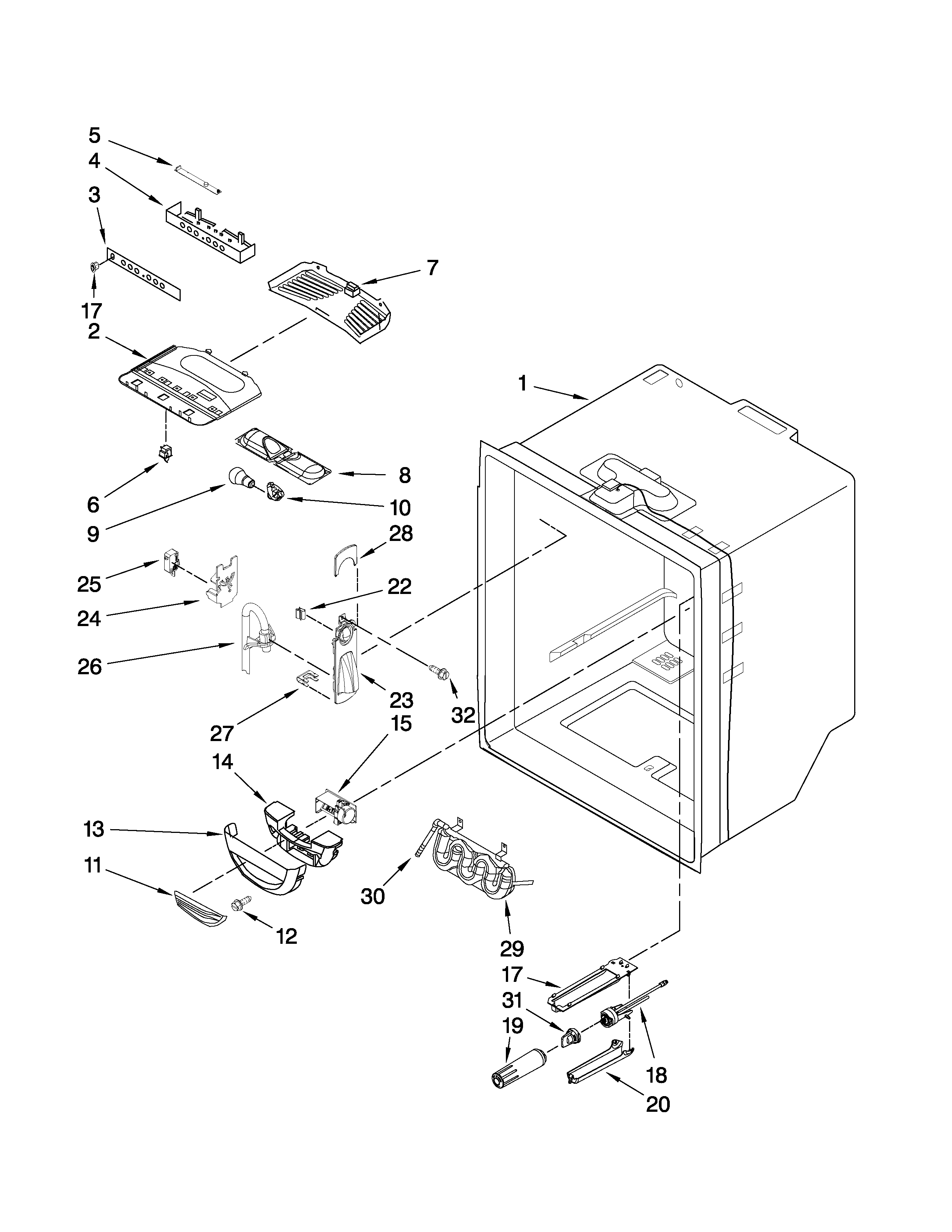 Jenn-Air JBL2286KES3 refrigerator liner parts diagram