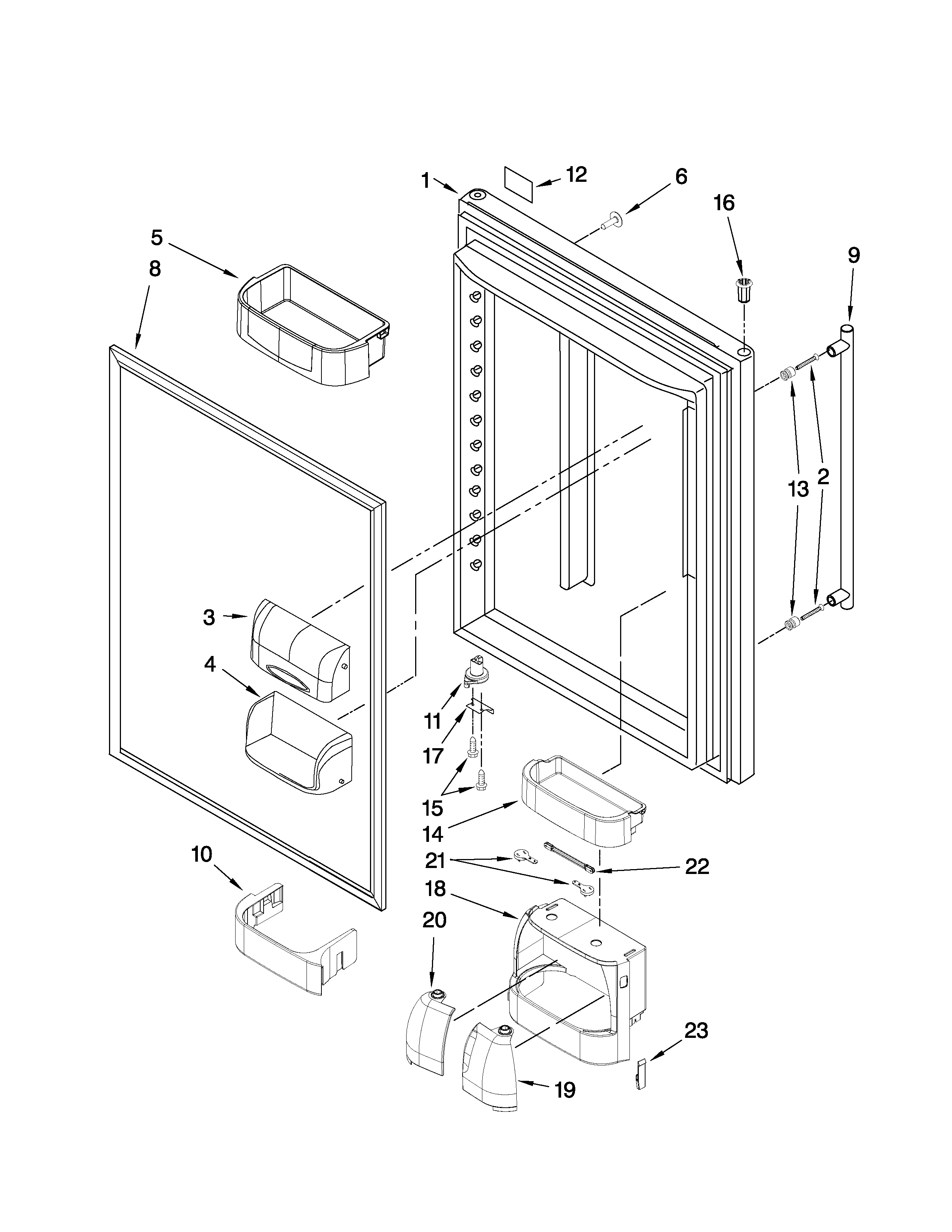 Jenn-Air JBL2286KES3 refrigerator door parts diagram