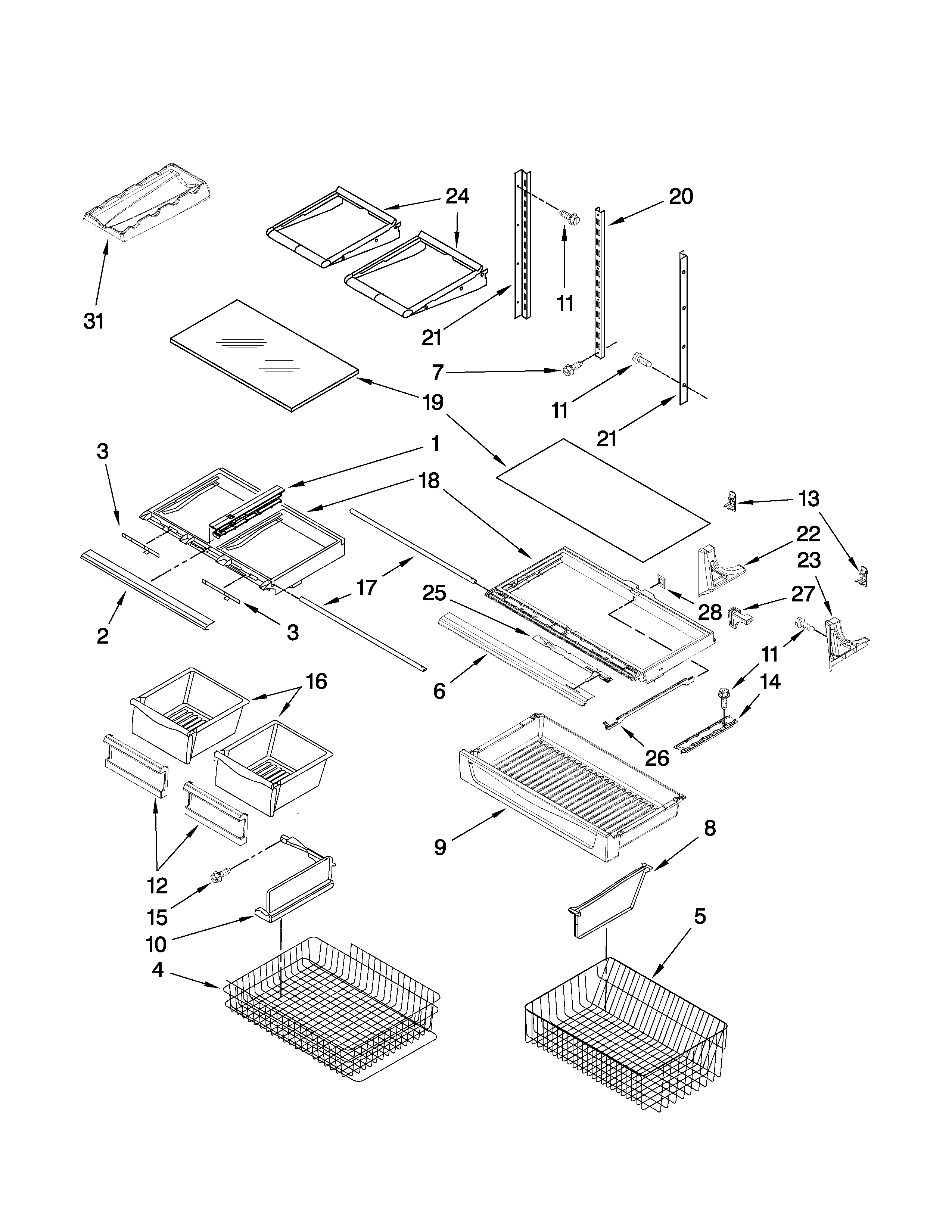 Jenn-Air JBL2286KES3 shelf parts diagram