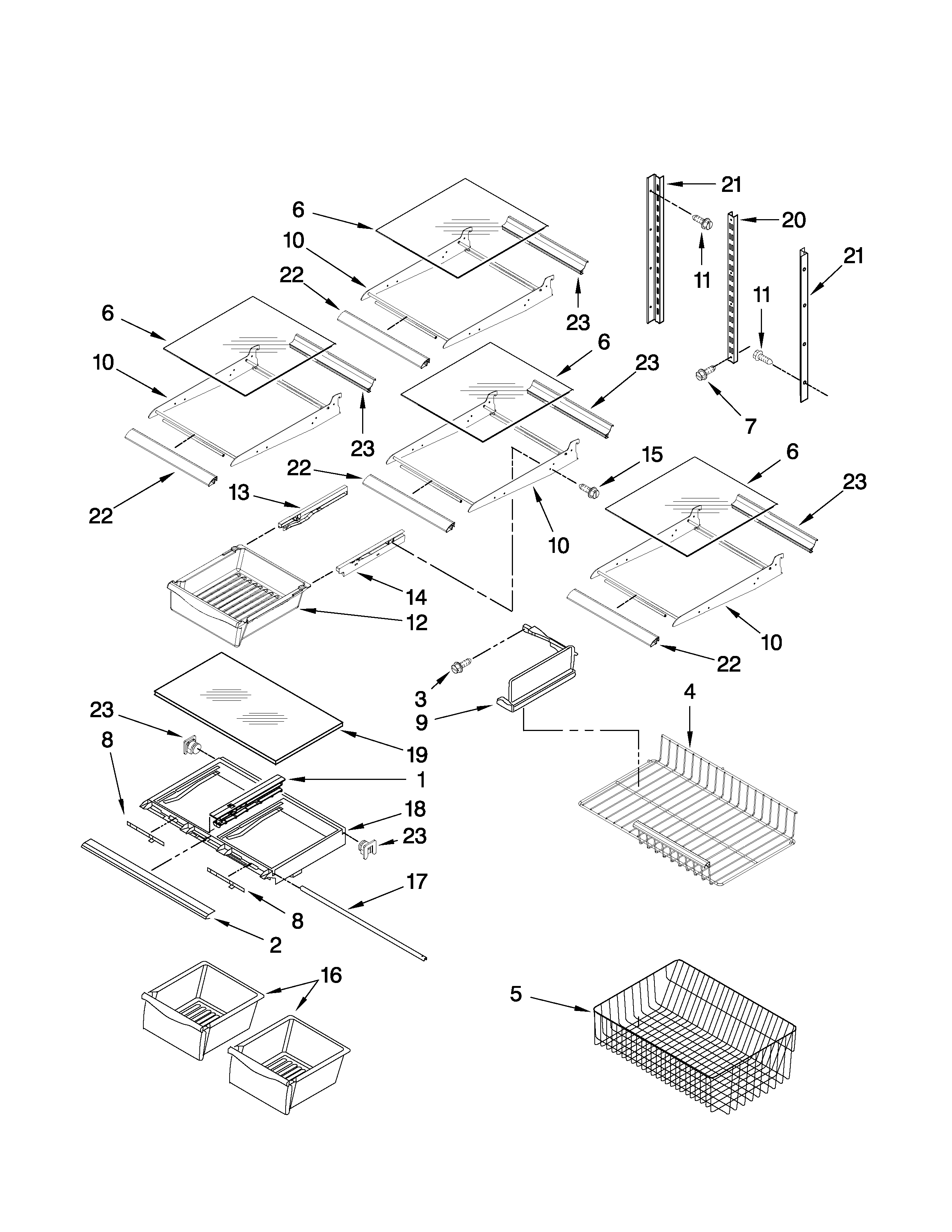 Maytag MBL1952KES3 shelf parts diagram