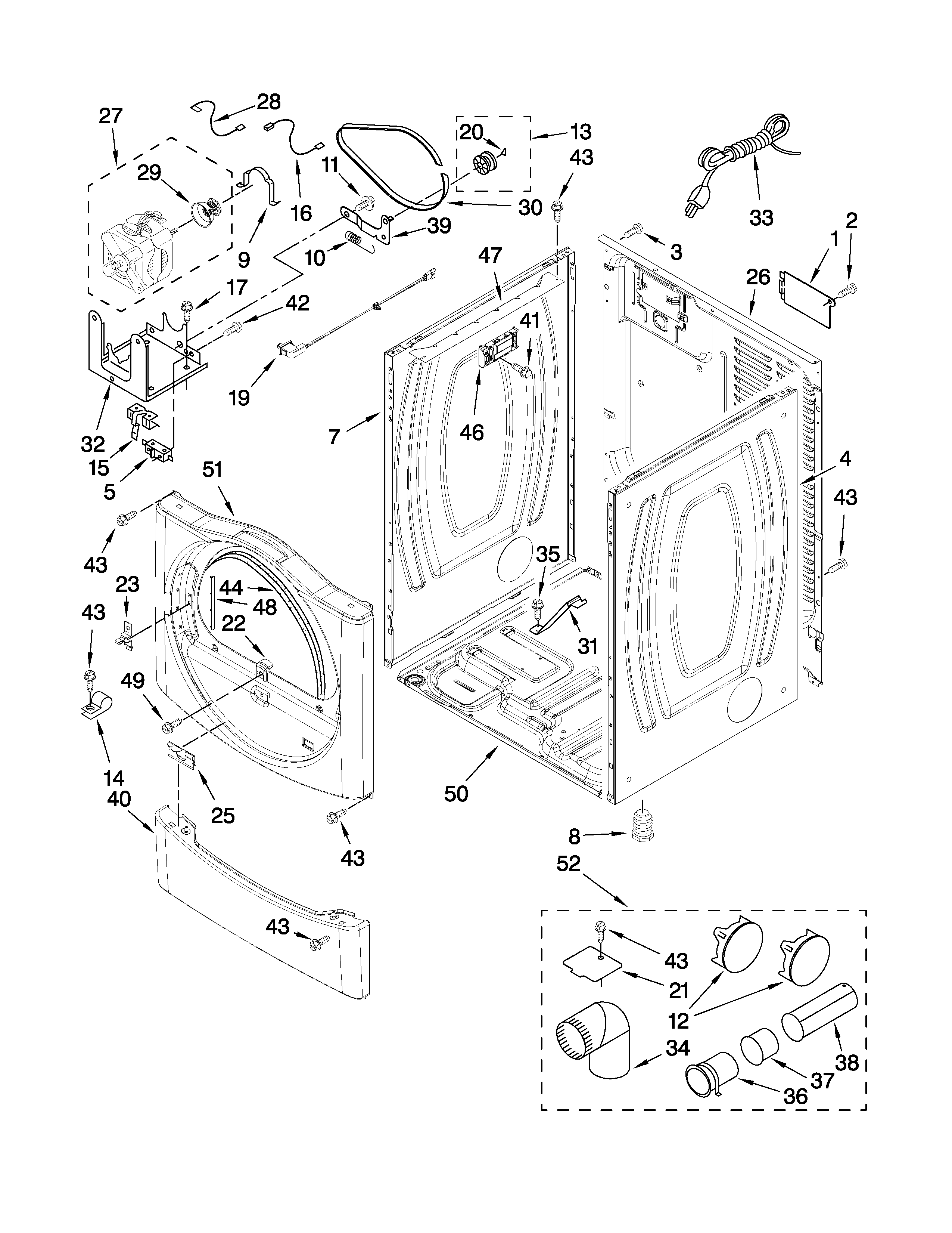 Maytag MGDZ600WR0 cabinet parts diagram