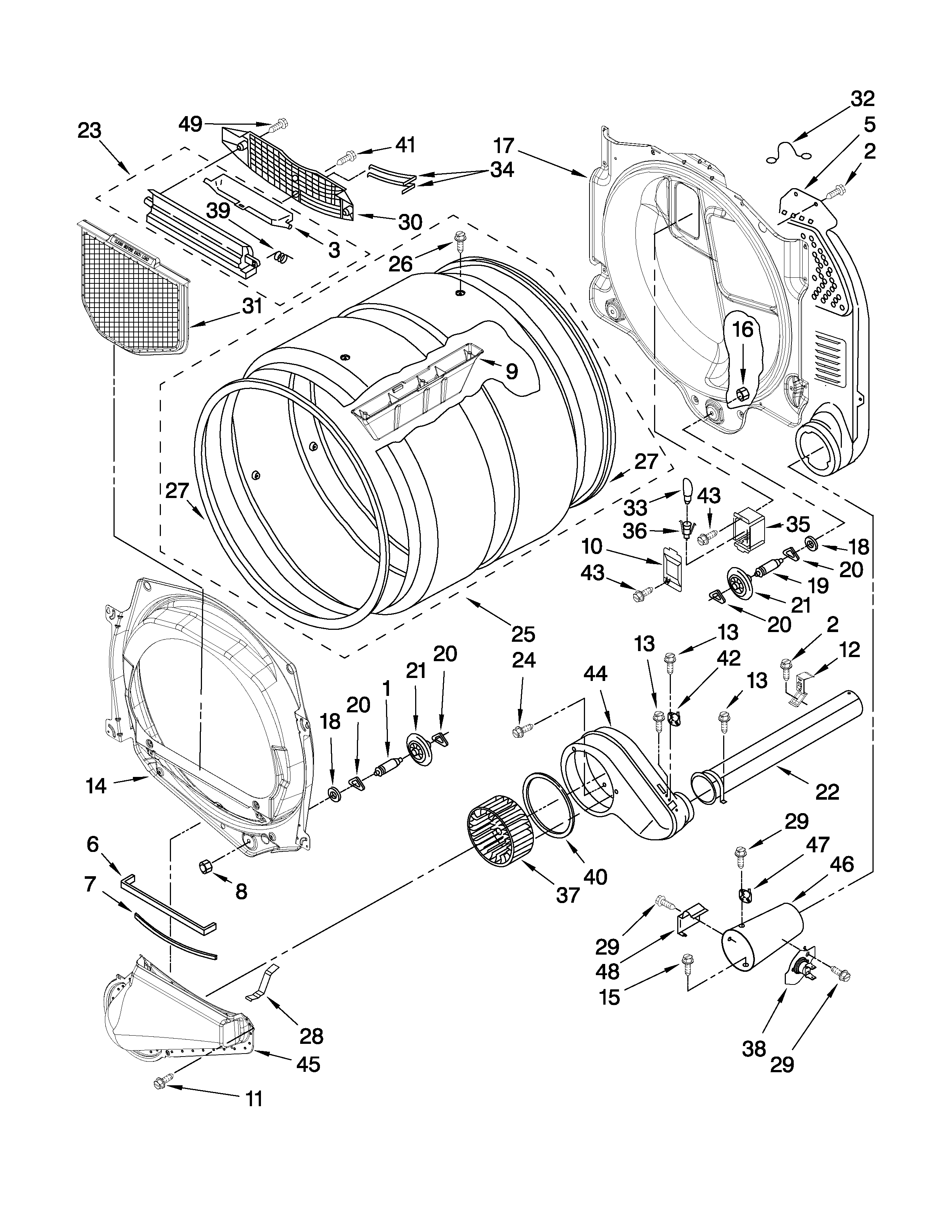 Maytag MGDZ600WR0 bulkhead parts diagram