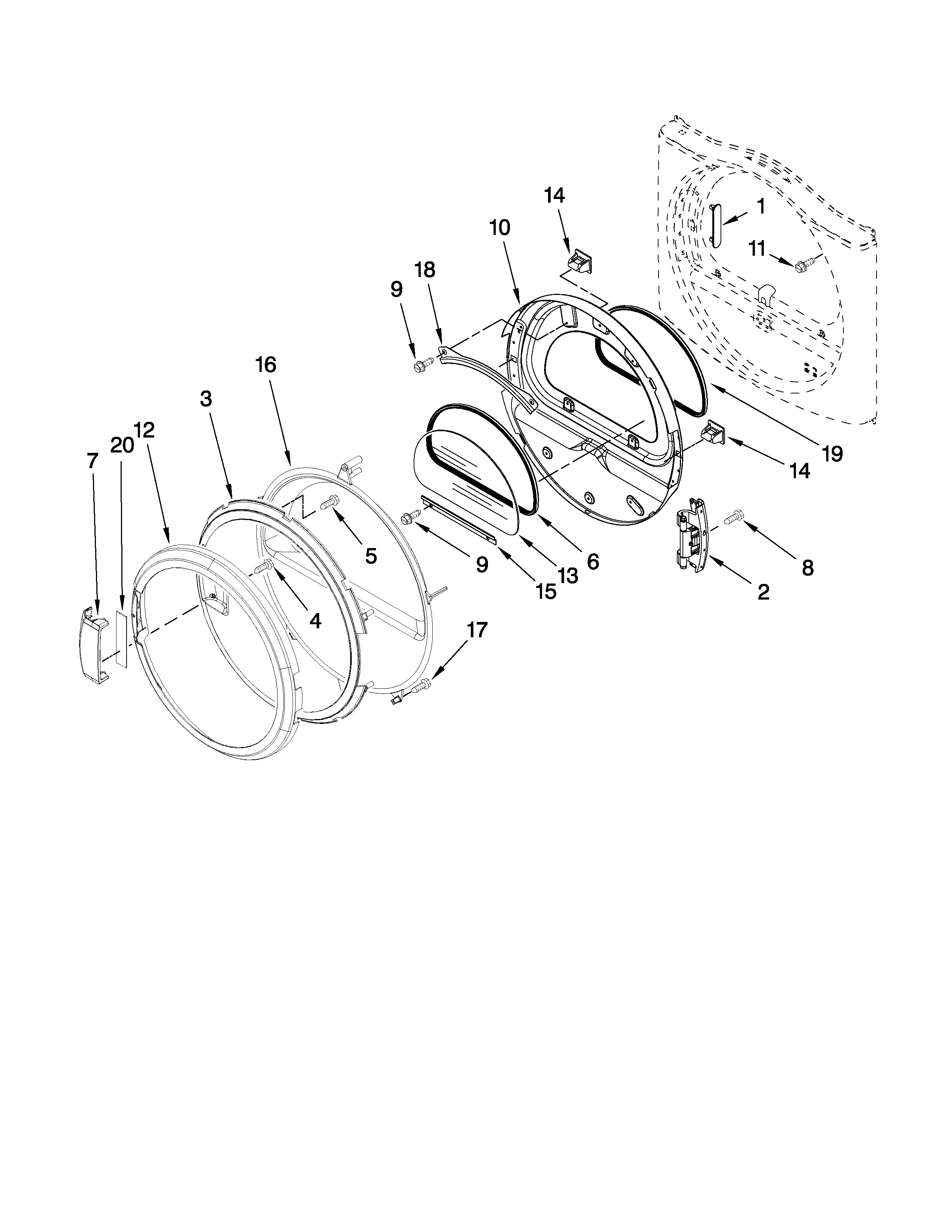 Maytag MGDZ600WR0 door parts diagram
