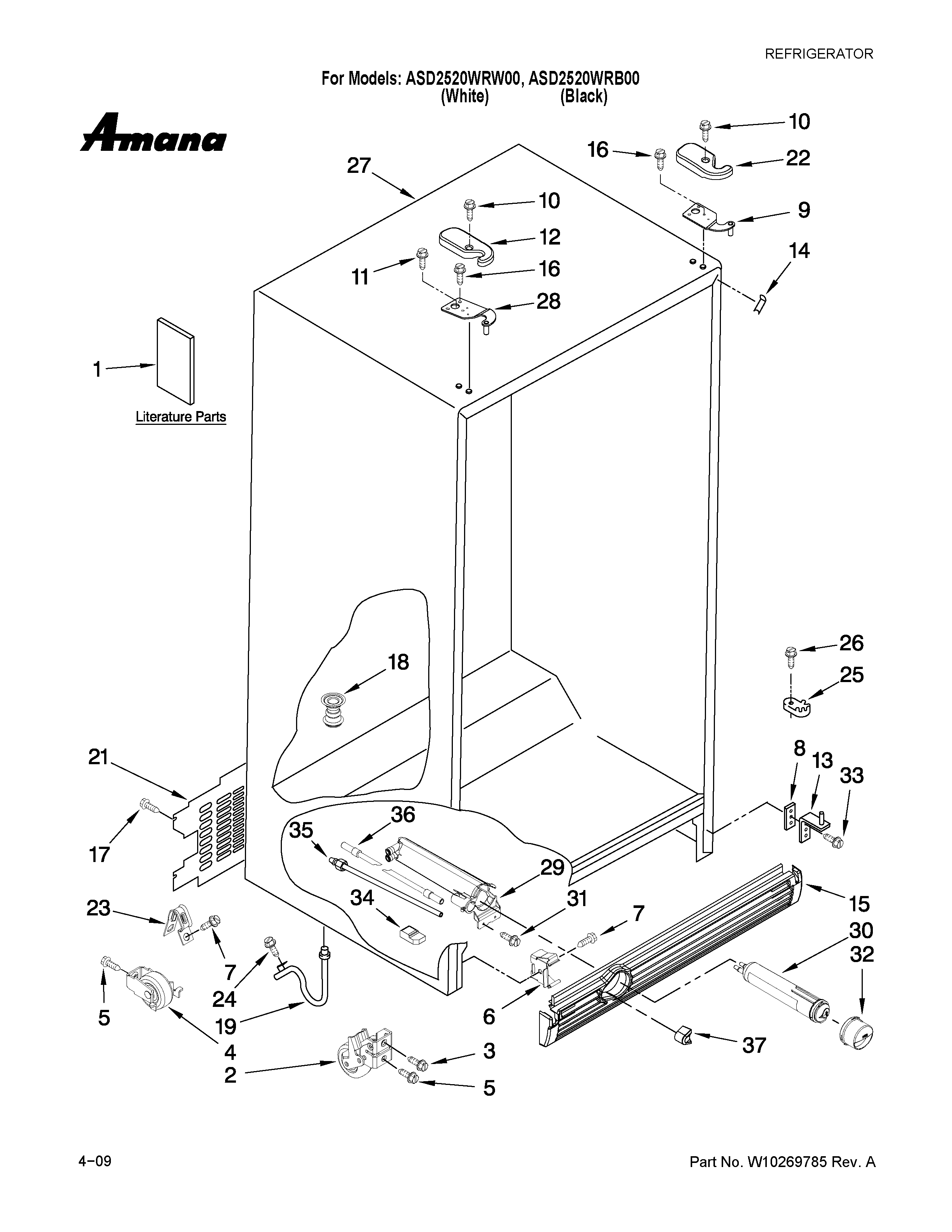 Amana ASD2520WRW00 cabinet parts diagram
