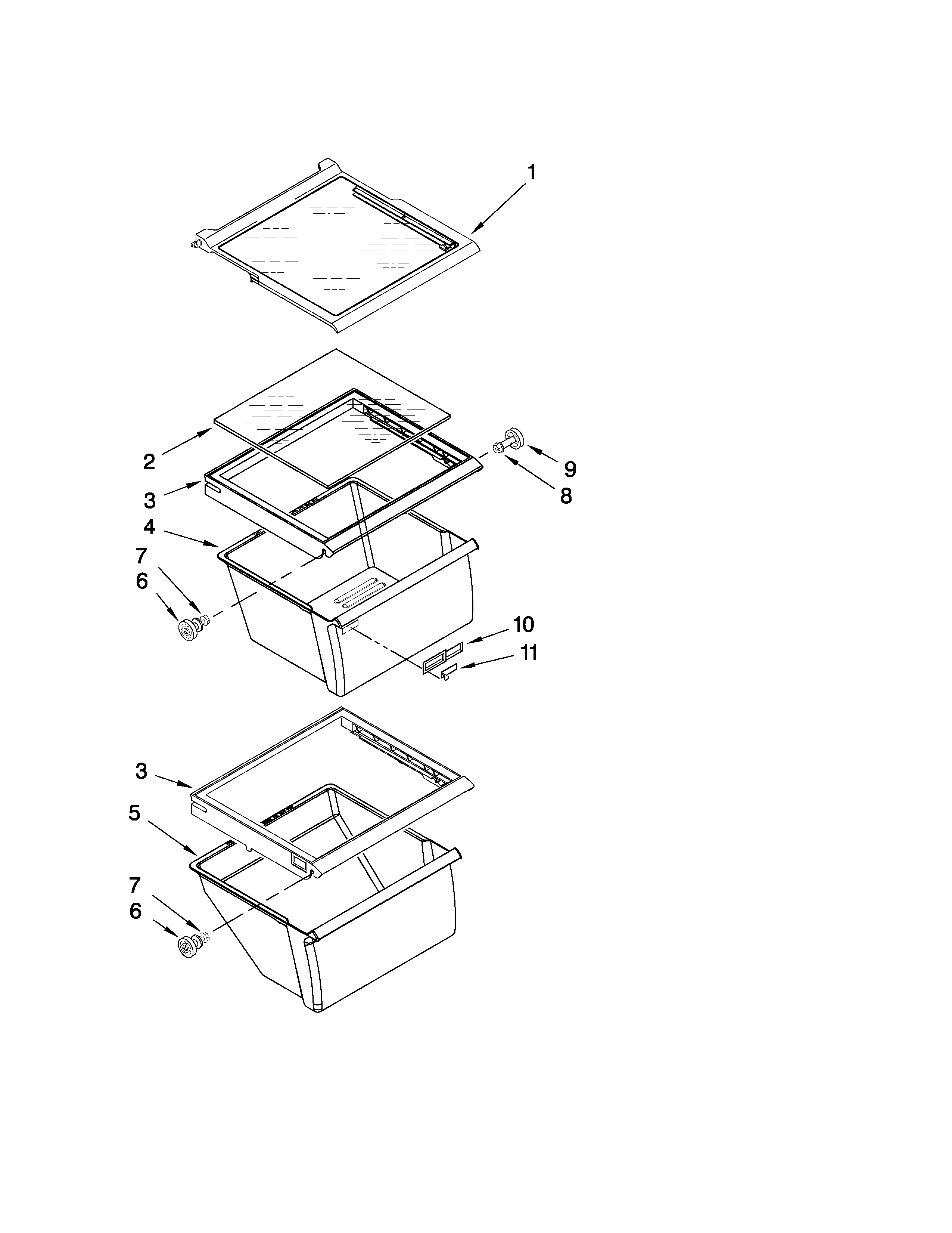 Amana ASD2520WRW00 refrigerator shelf parts diagram