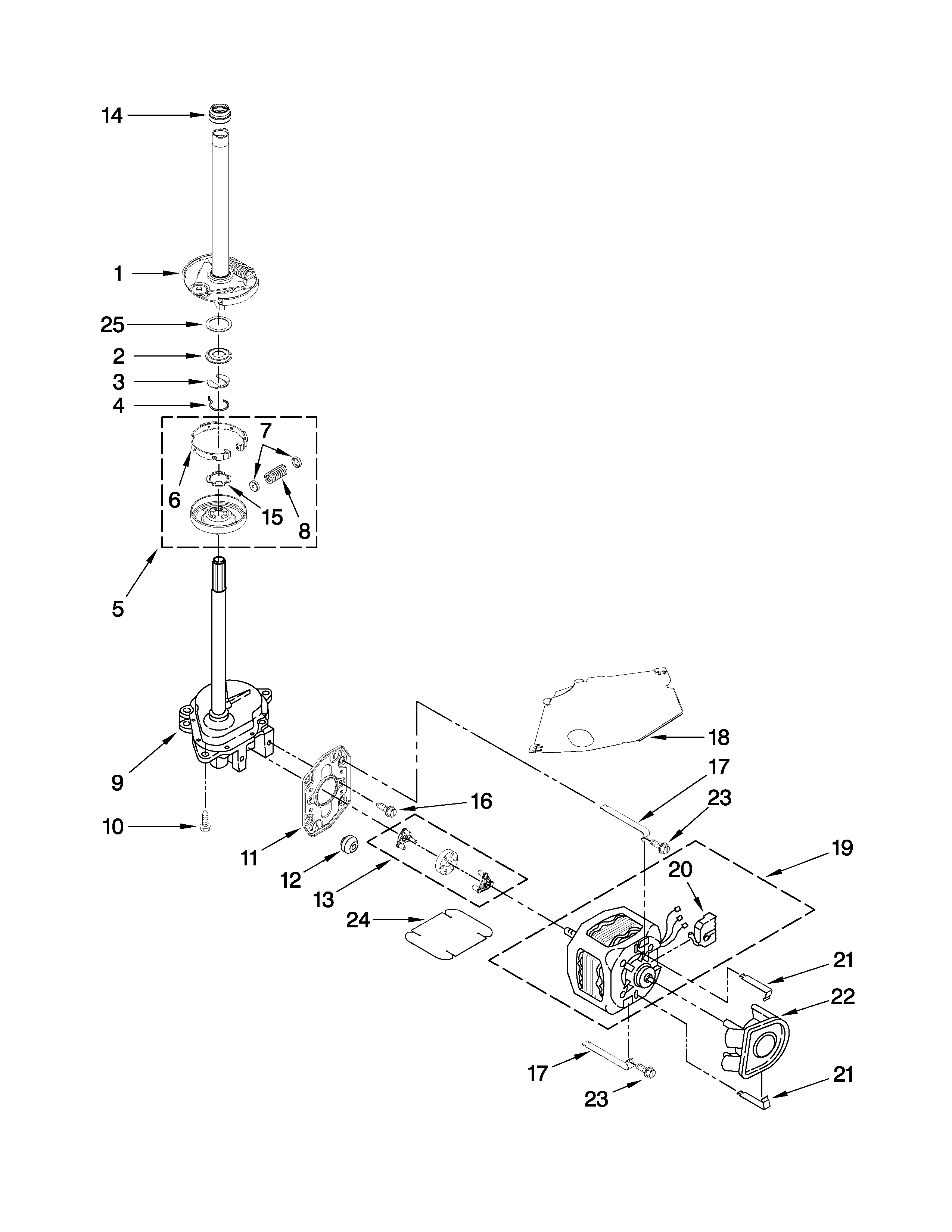 Maytag 7MMTS0520WW0 brake, clutch, gearcase, motor and pump parts diagram