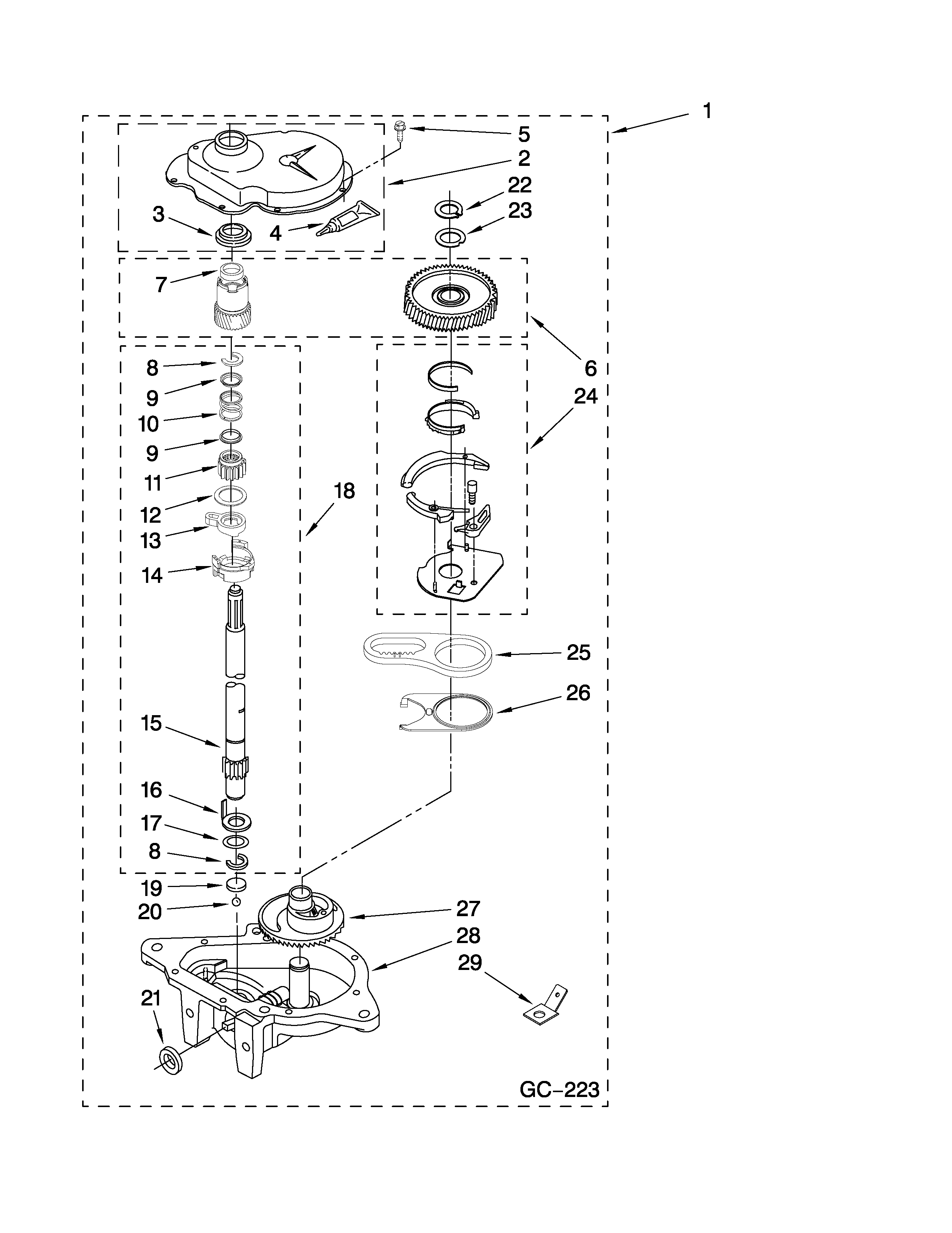 Maytag 7MMTS0520WW0 gearcase parts diagram