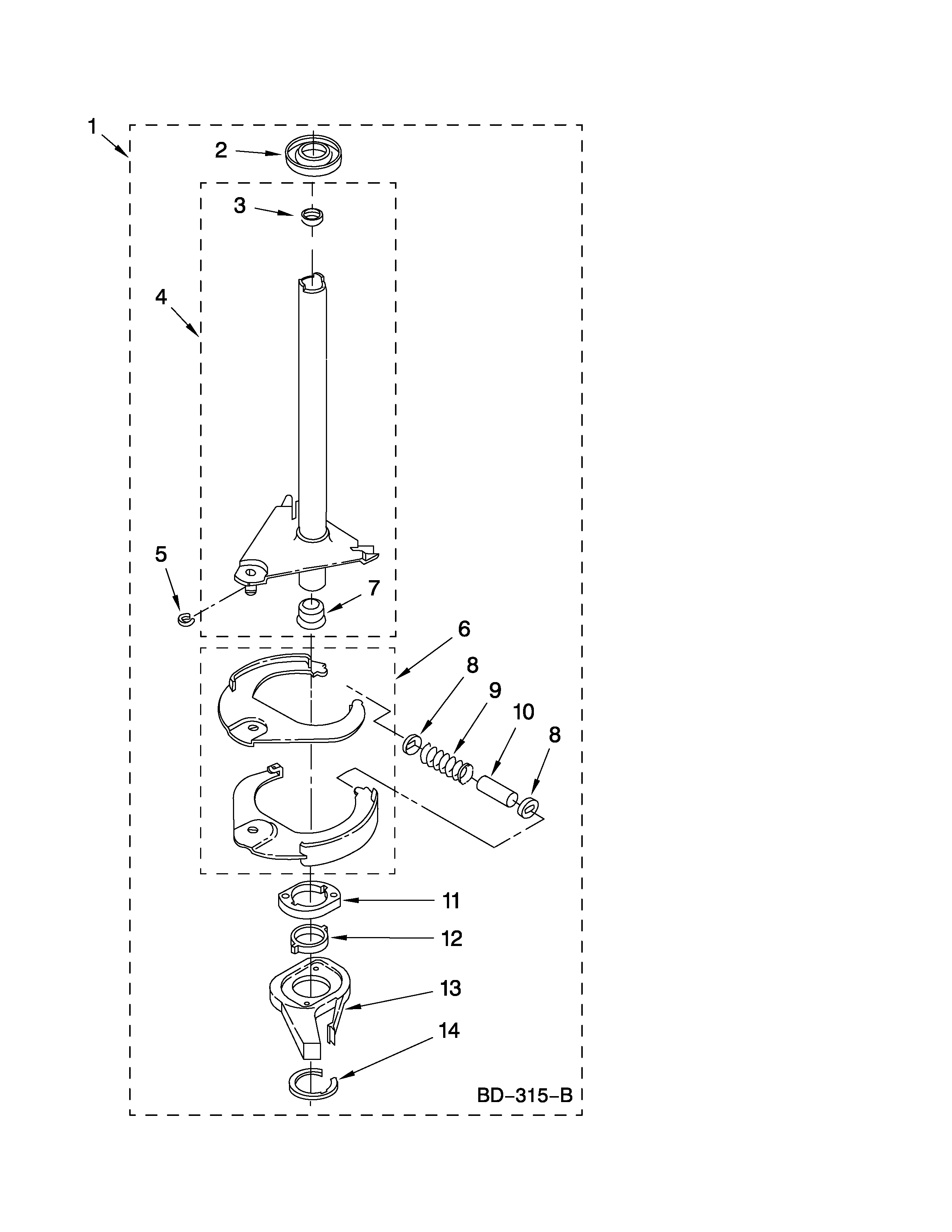 Maytag 7MMMS0560WW0 brake and drive tube parts diagram