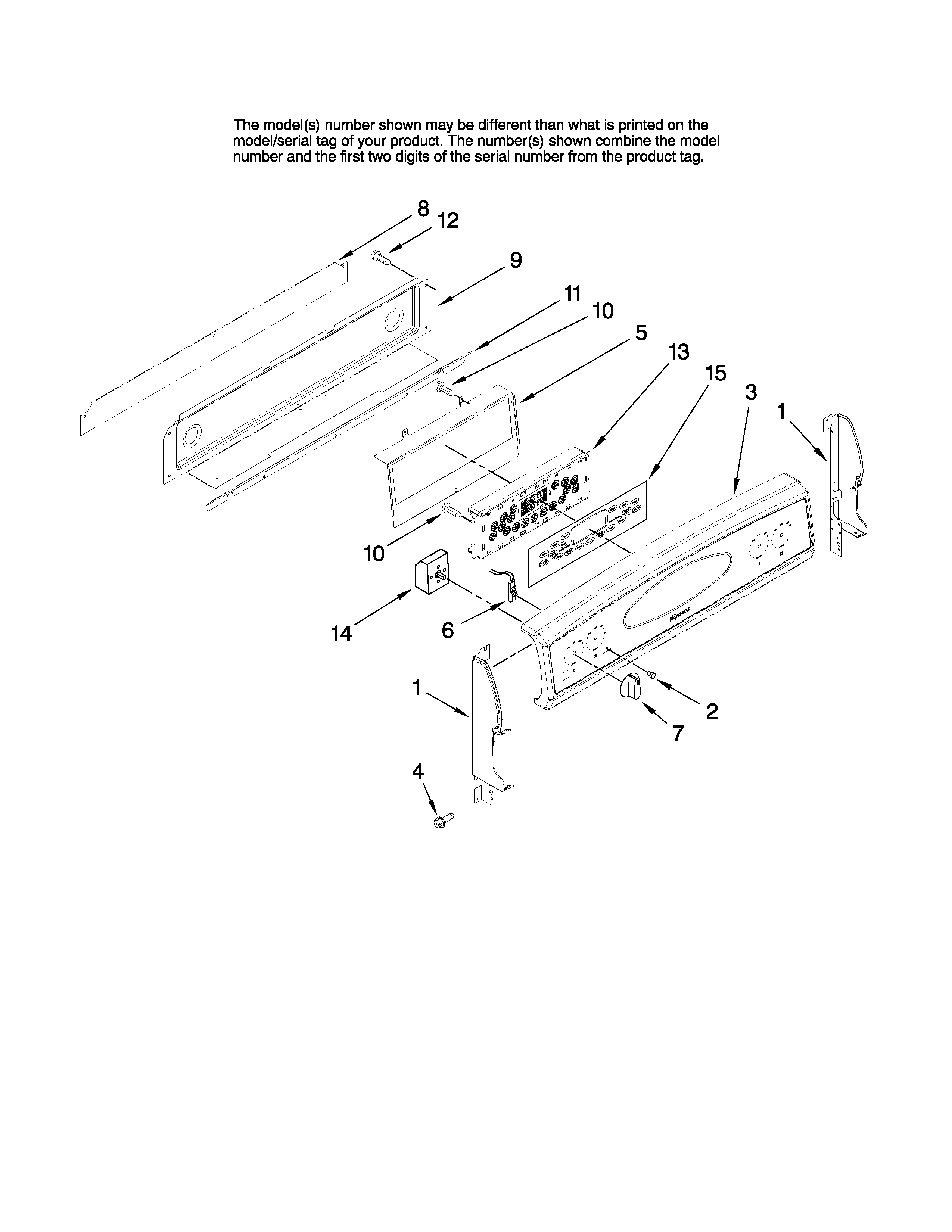 Maytag MER6751AAW24 control panel parts diagram