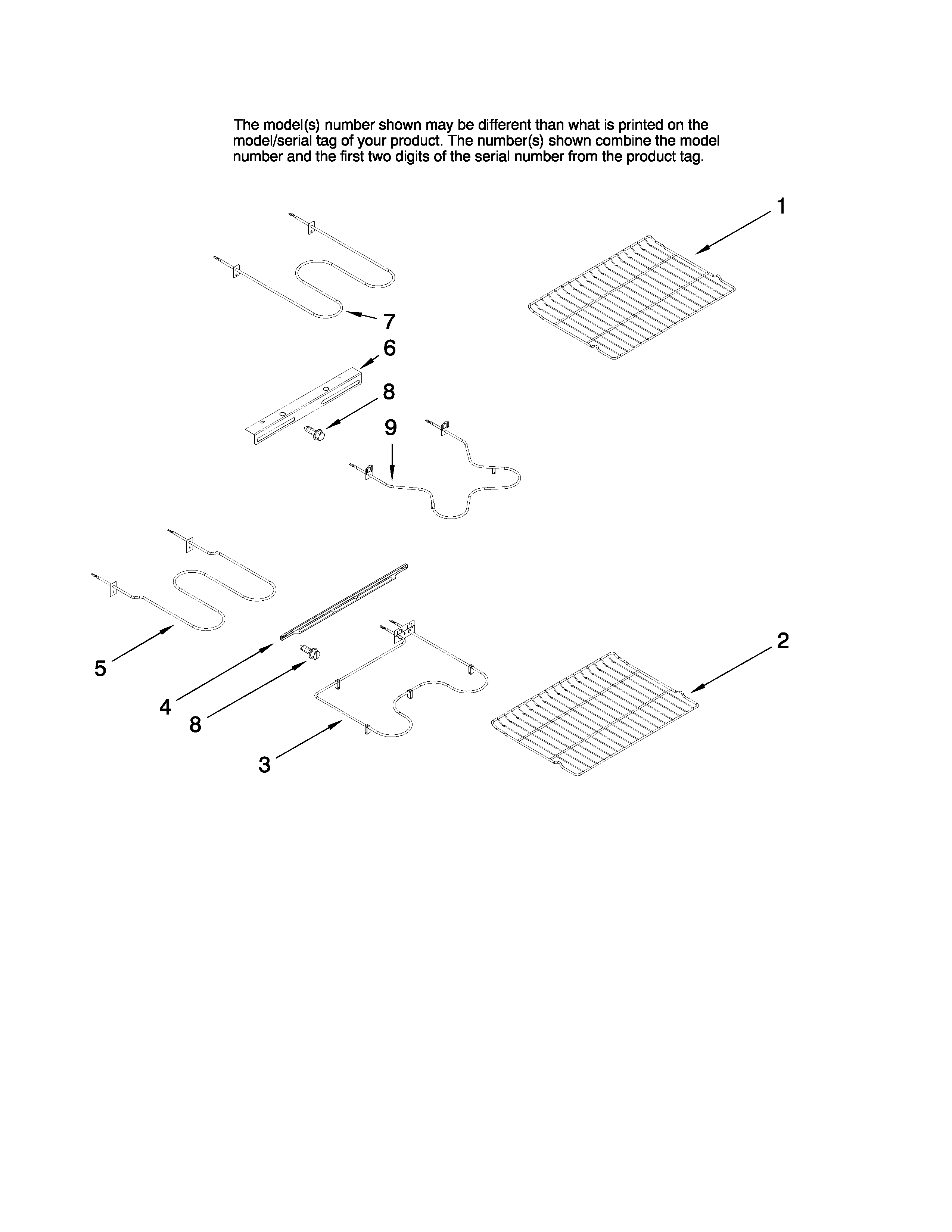 Maytag MER6751AAW24 rack and element parts diagram