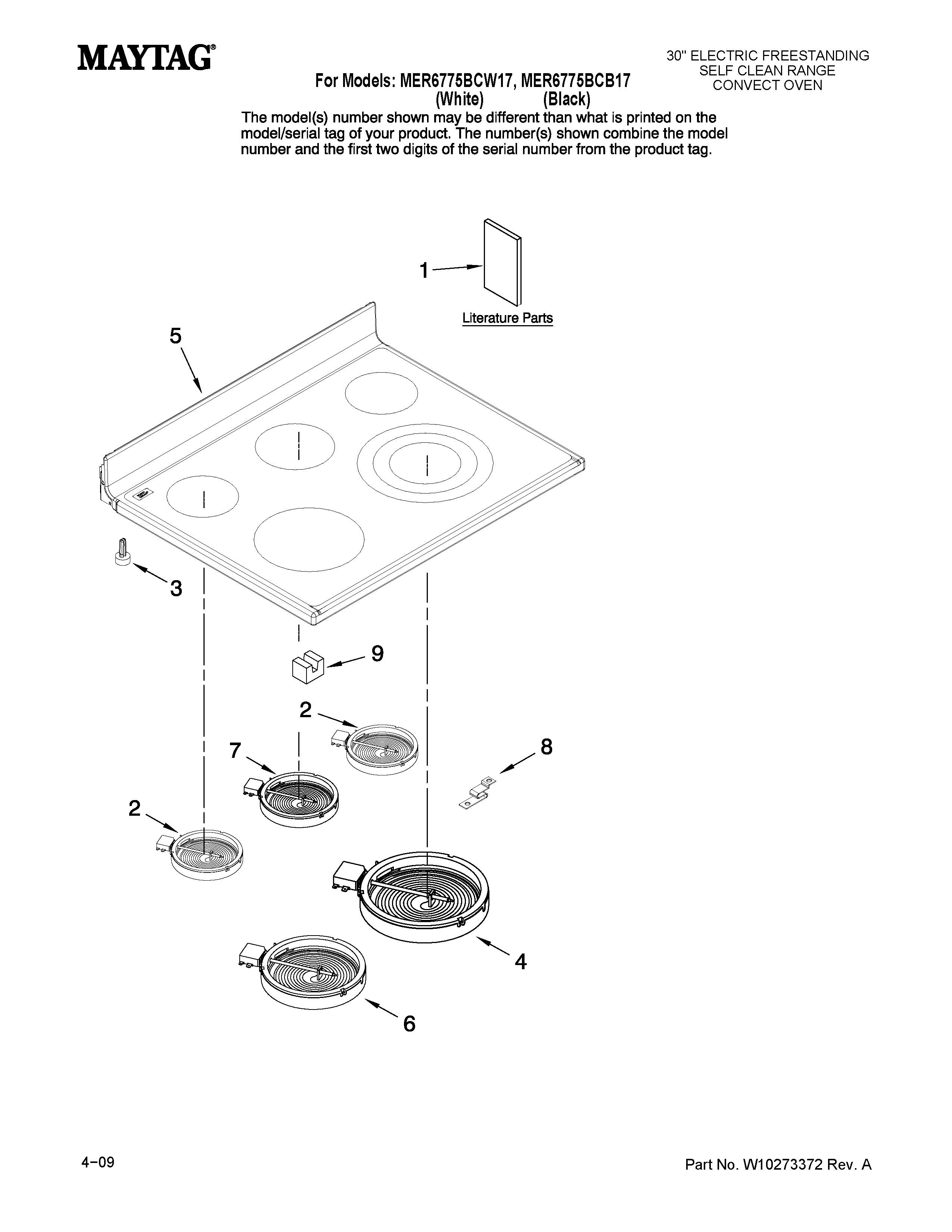 Maytag MER6775BCB17 cooktop parts diagram