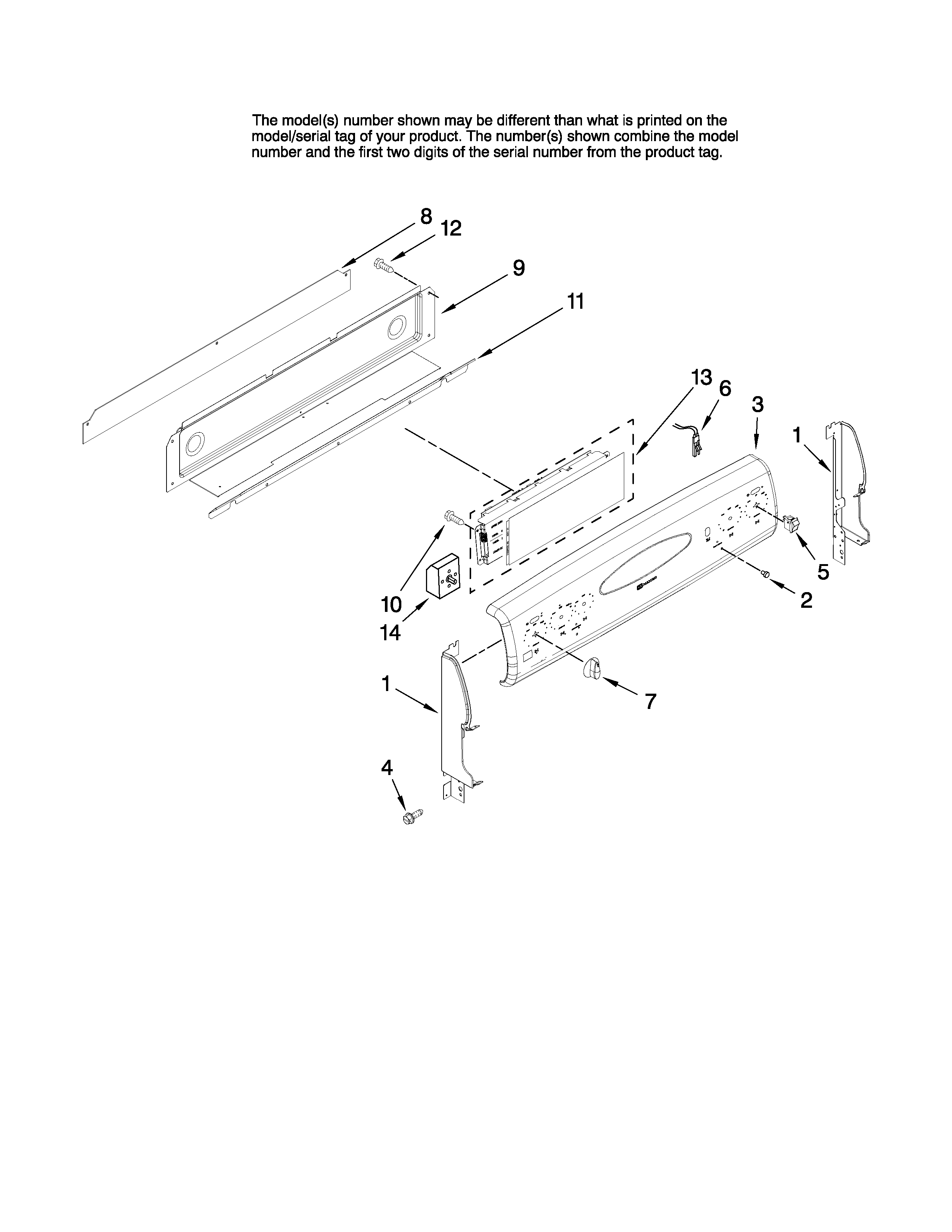 Maytag MER6775BCS17 control panel parts diagram