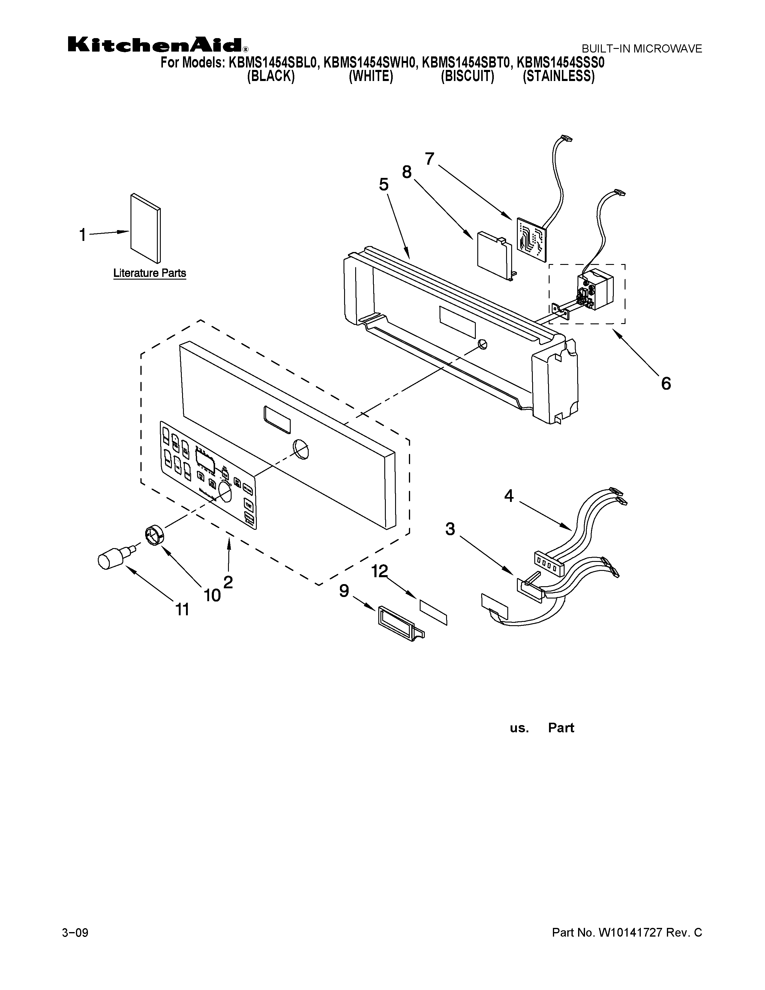 KitchenAid KBMS1454SBT0 control parts diagram