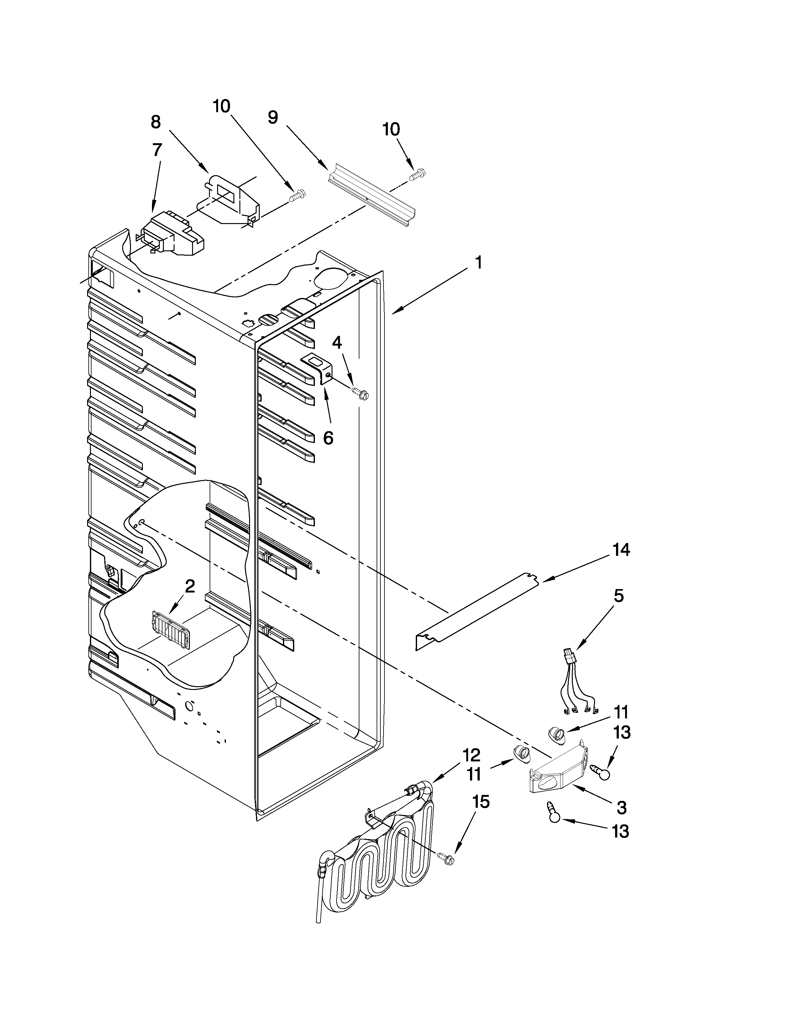Whirlpool ED5VHEXVL00 refrigerator liner parts diagram