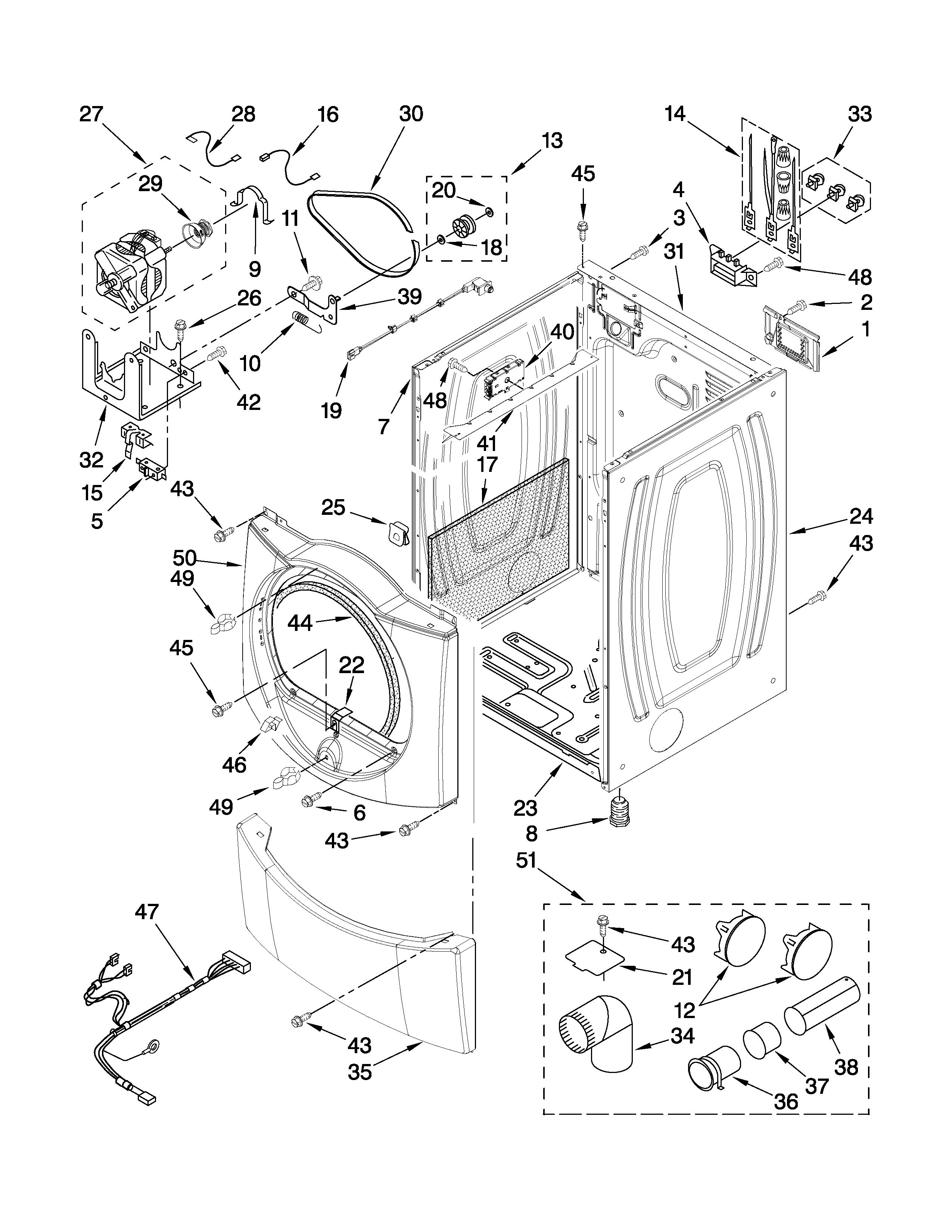 Whirlpool WED9550WL0 cabinet parts diagram