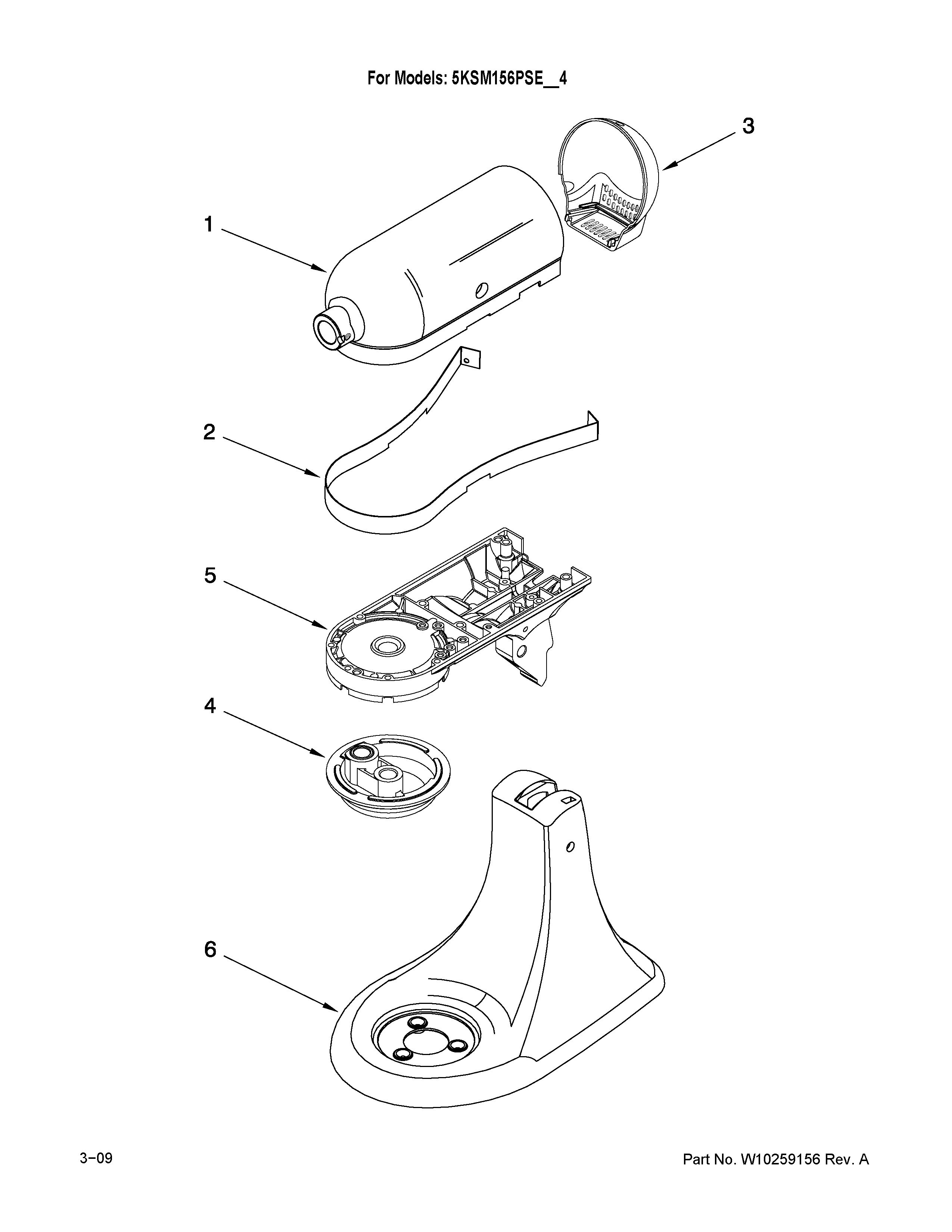 KitchenAid 5KSM156PSECA4 color variation parts diagram