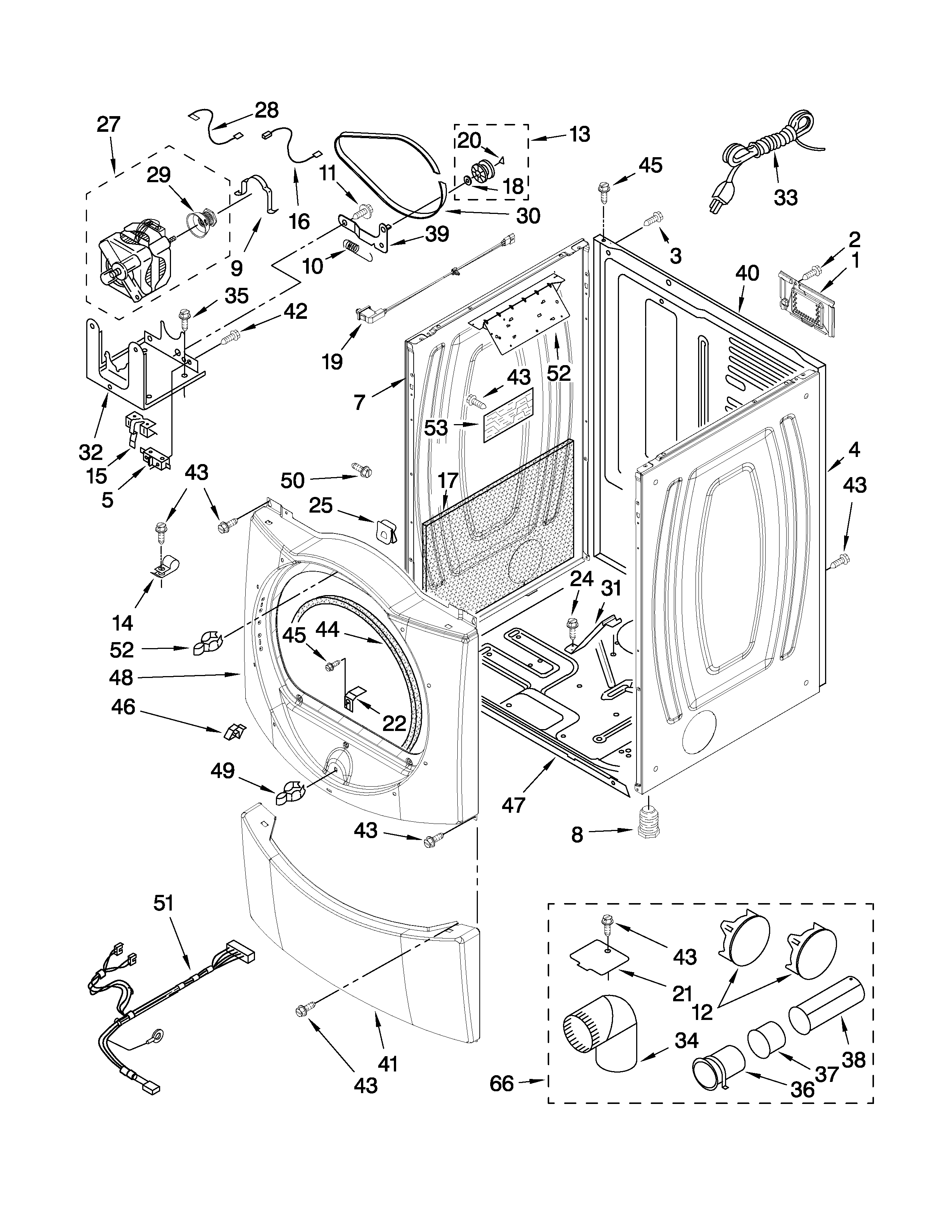 Whirlpool WGD9450WW0 cabinet parts diagram