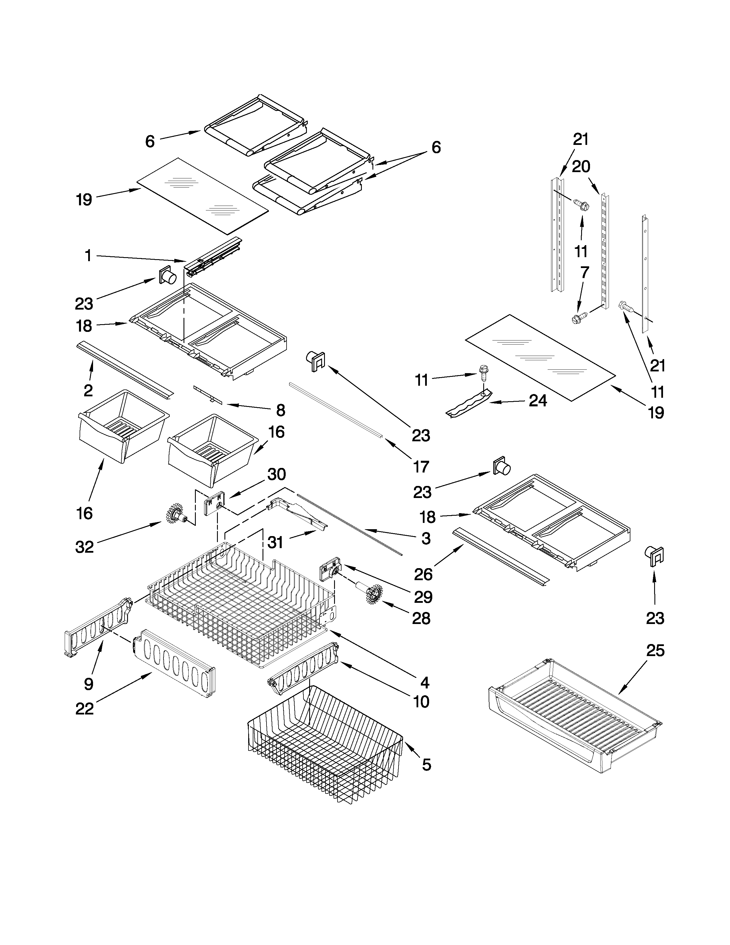 Whirlpool GX2SHDXVY00 shelf parts diagram