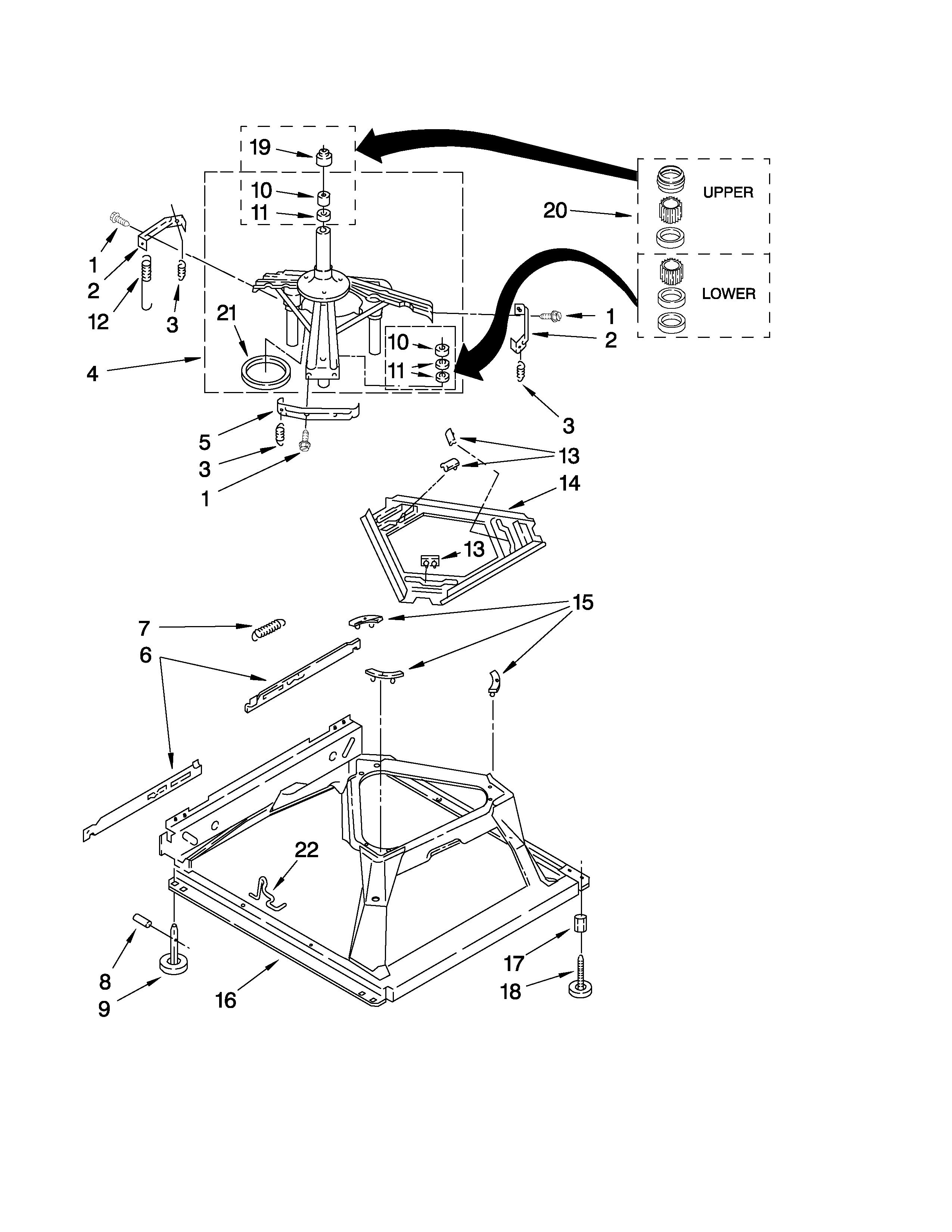 Whirlpool 1CWTW5100VQ1 machine base parts diagram