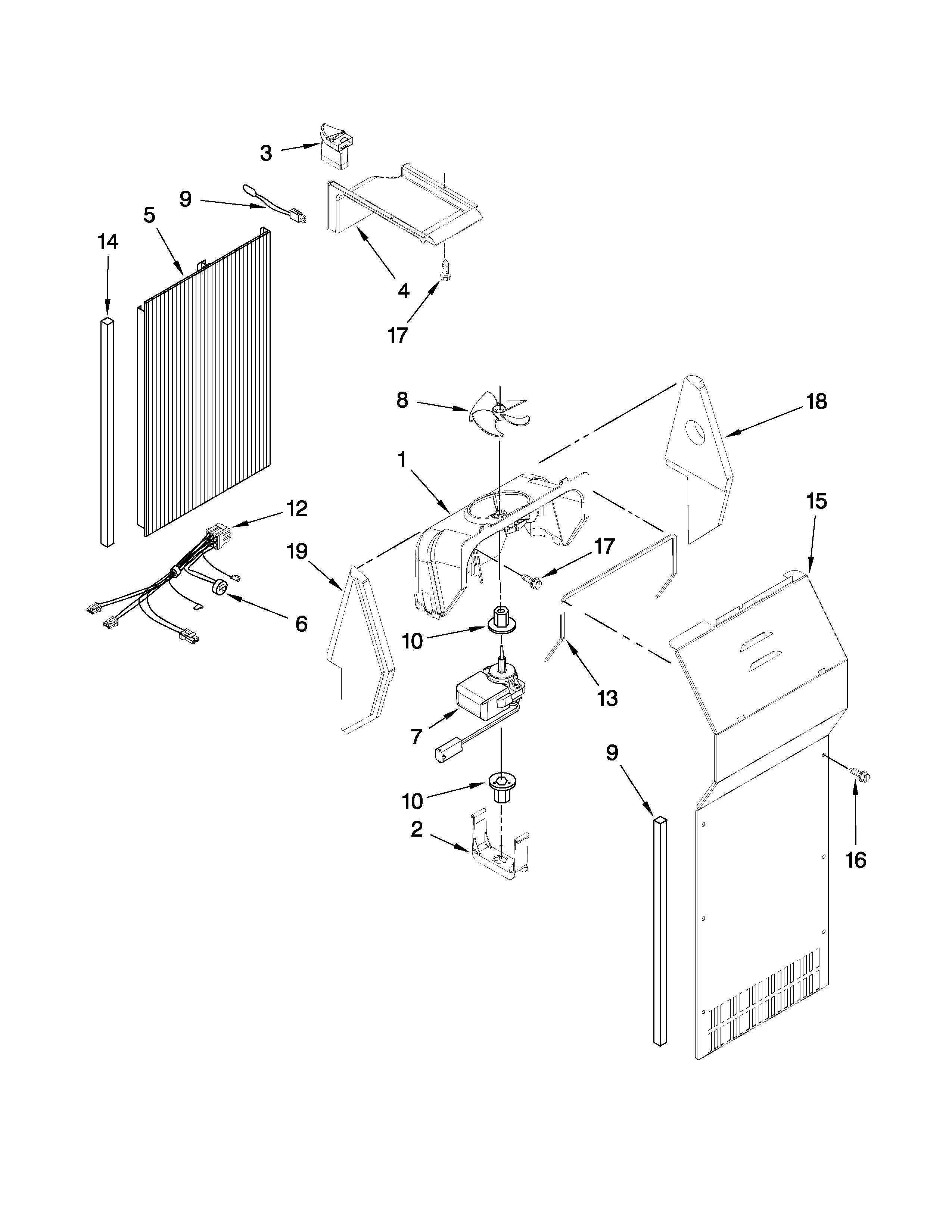 KitchenAid KSCK23FVSS01 air flow parts diagram