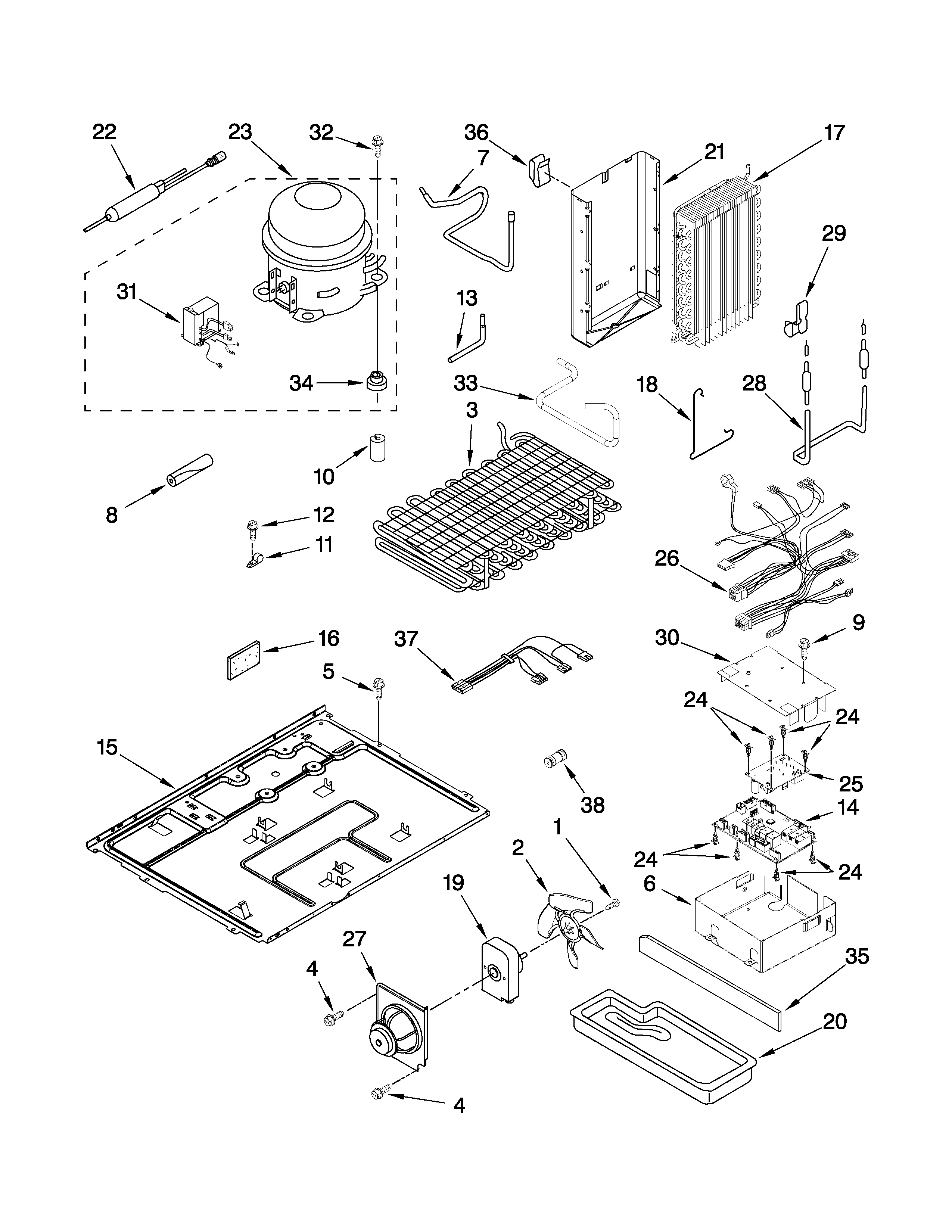 KitchenAid KSCK23FVSS01 unit parts diagram