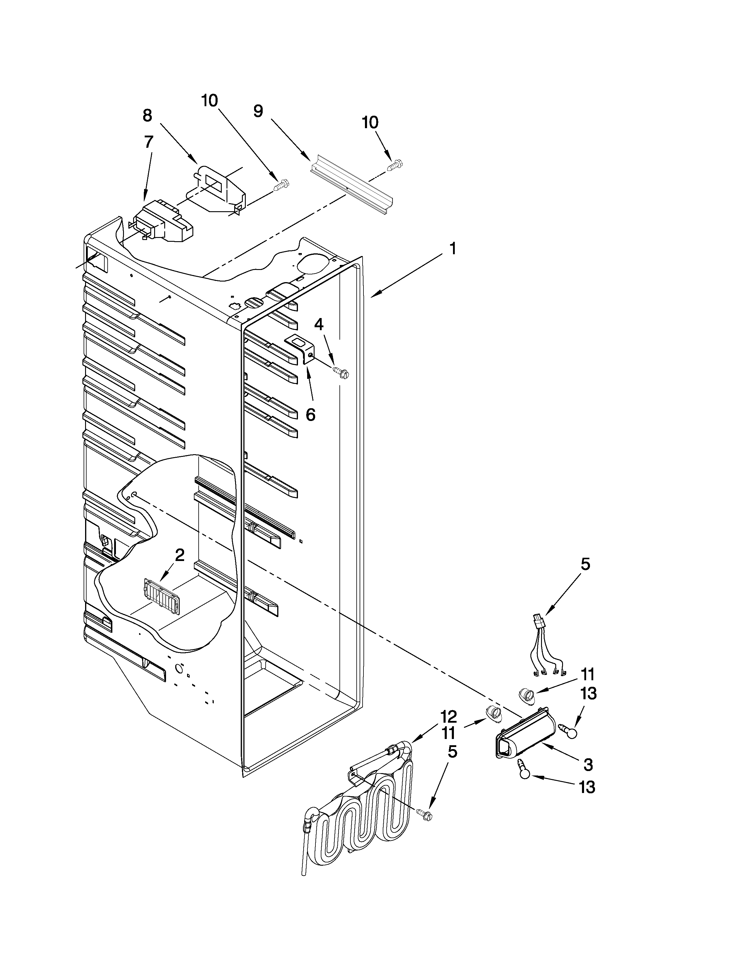 Whirlpool ED5FVGXWS00 refrigerator liner parts diagram
