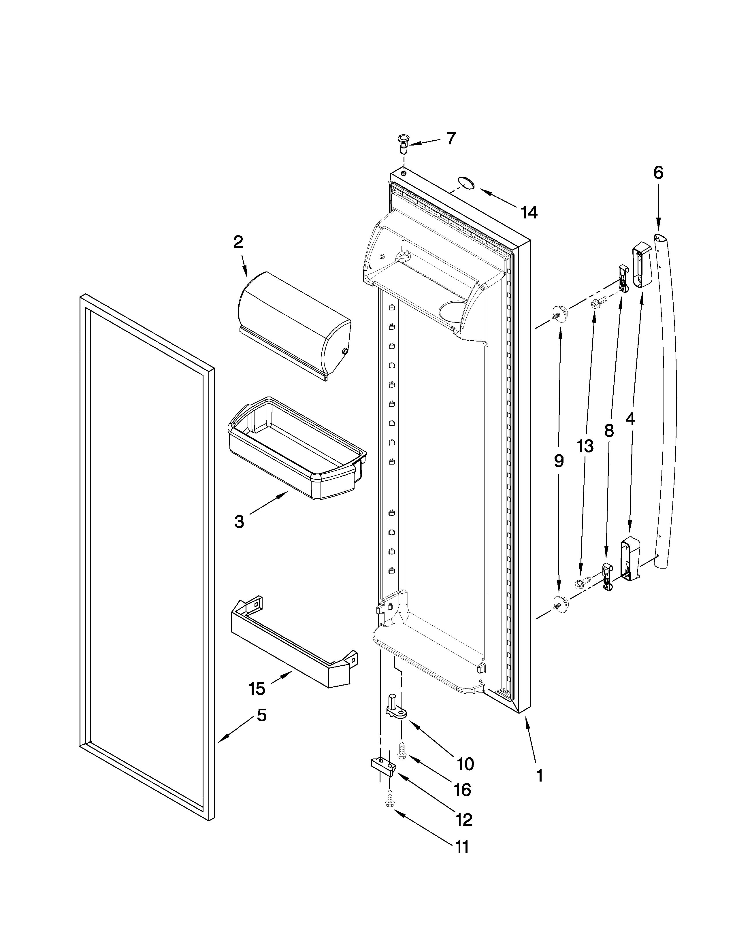 Whirlpool ED5FVGXWS00 refrigerator door parts diagram