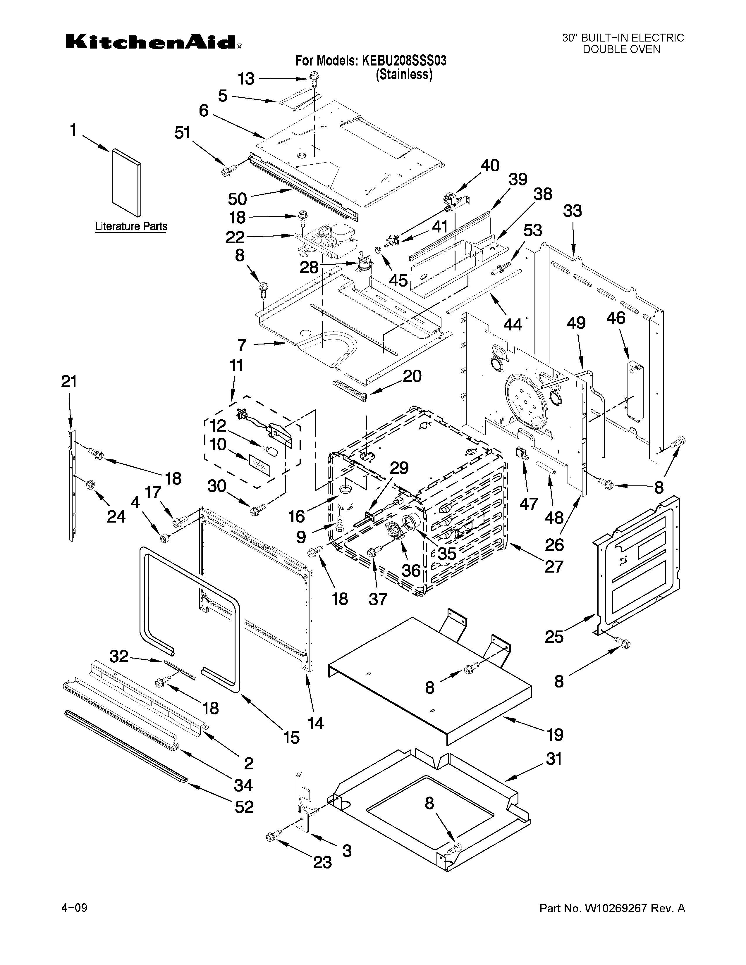 KitchenAid KEBU208SSS03 oven parts diagram