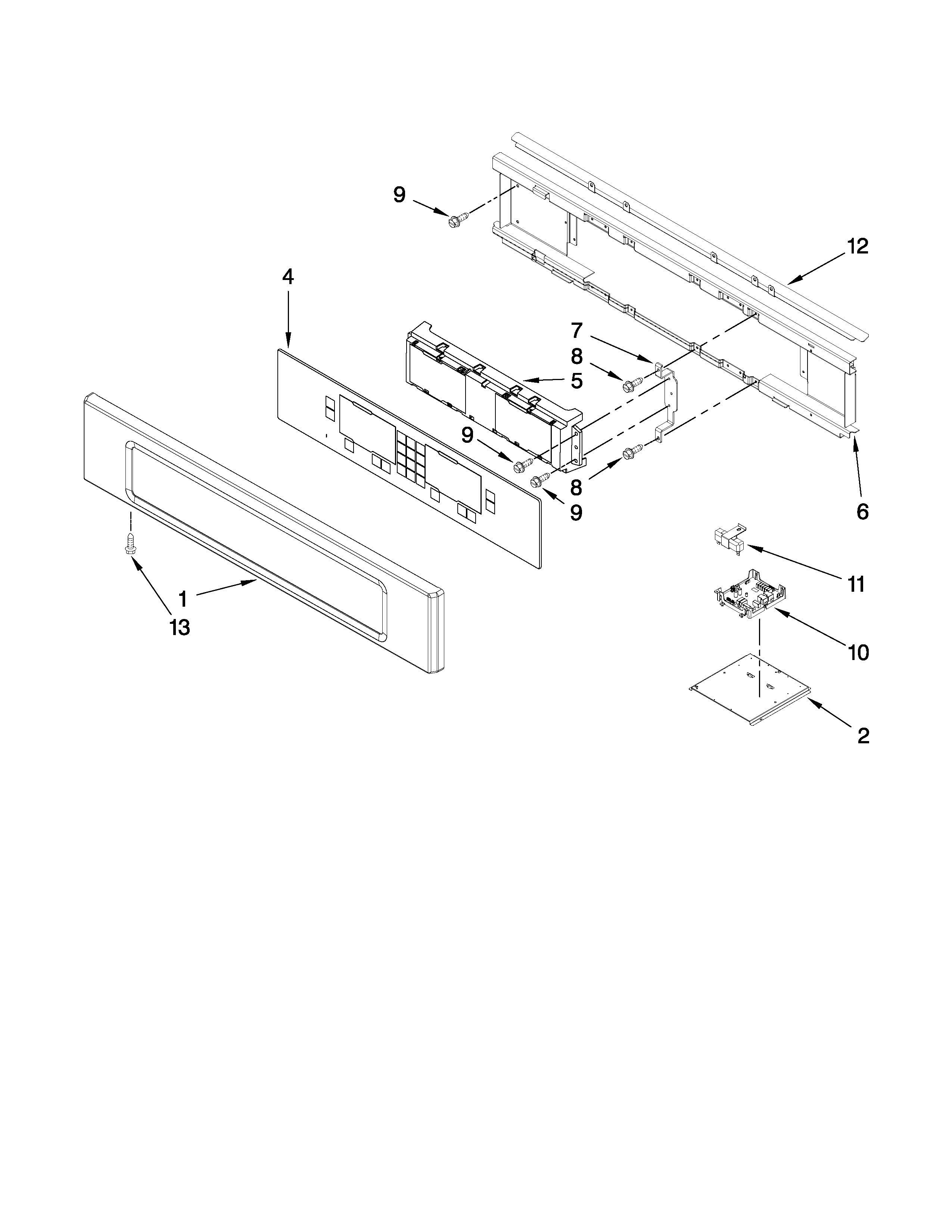 KitchenAid KEBU208SSS03 control panel parts diagram