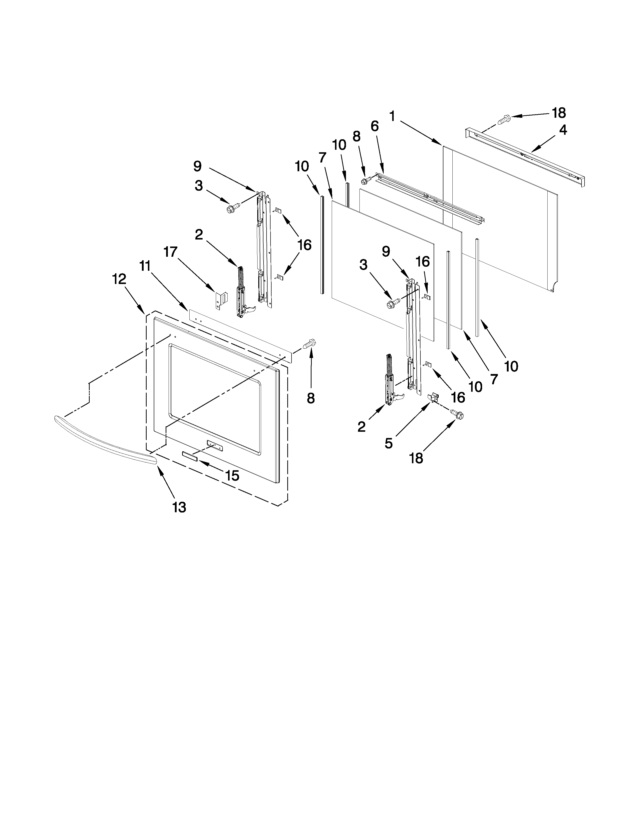 KitchenAid KEBU208SSS03 oven door parts diagram