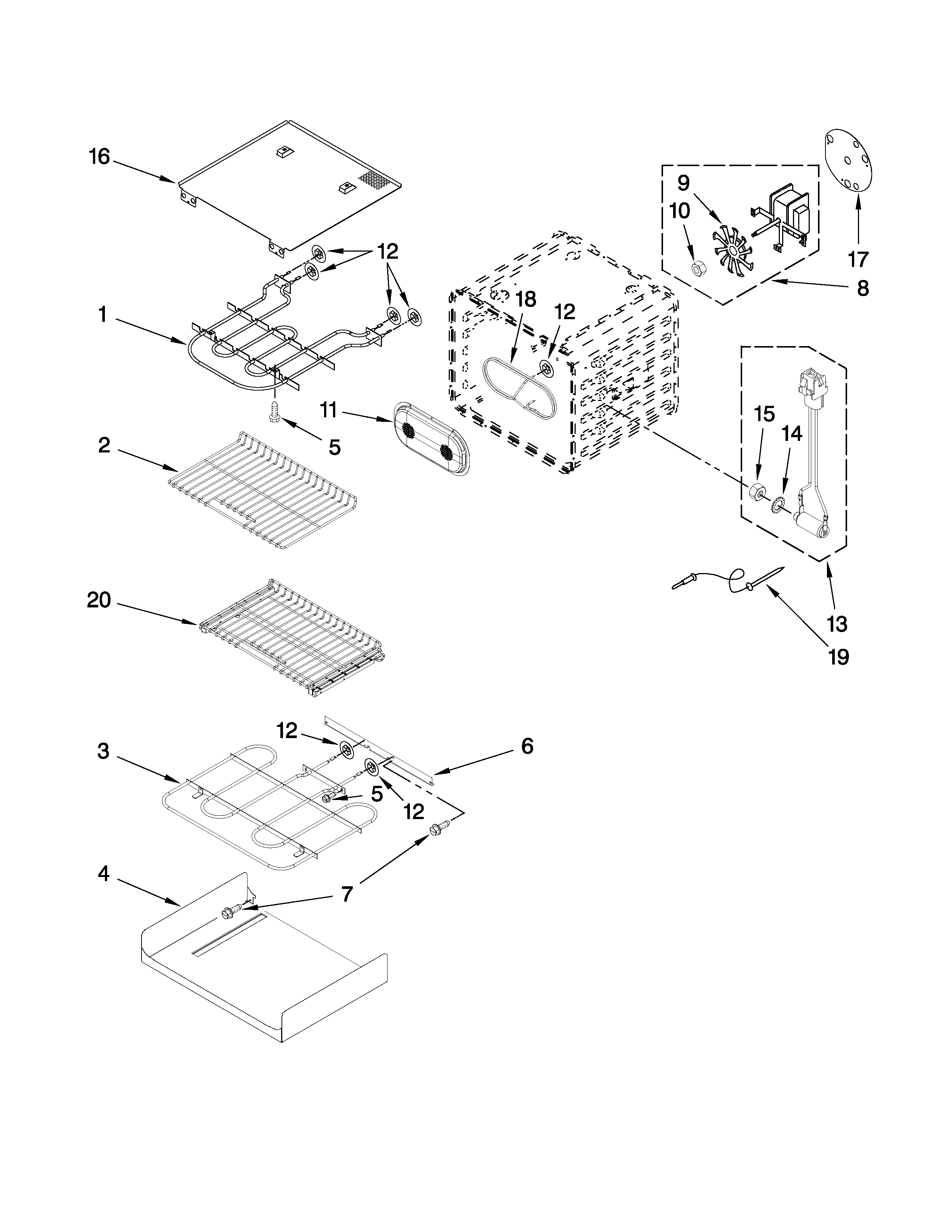 KitchenAid KEBU208SSS03 internal oven parts diagram