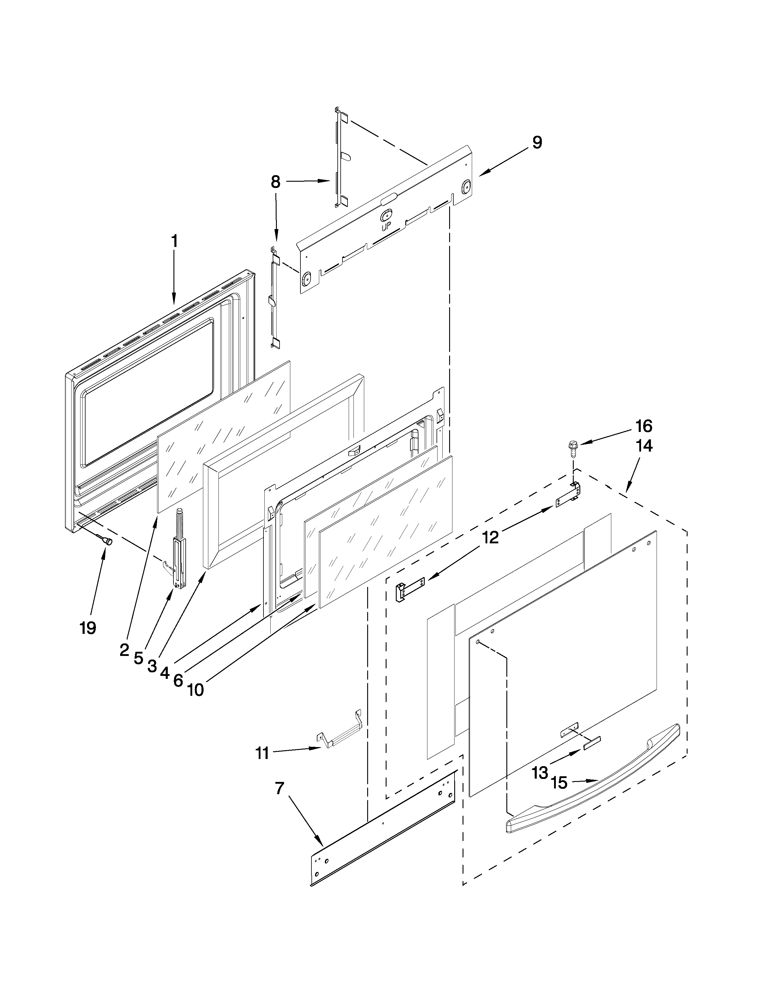 KitchenAid YKESS908SS03 door parts diagram