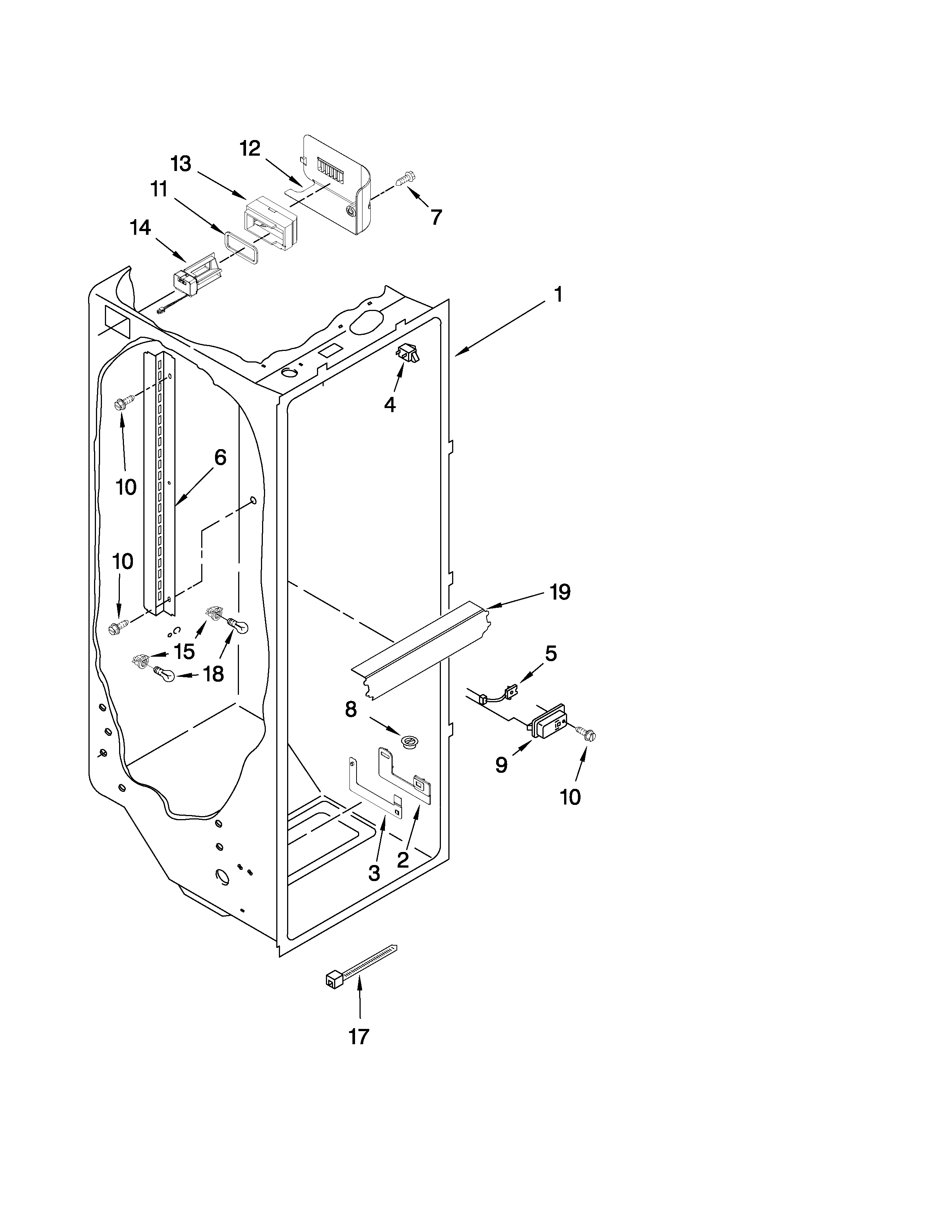 Whirlpool 6EC3FHKXWQ00 refrigerator liner parts diagram