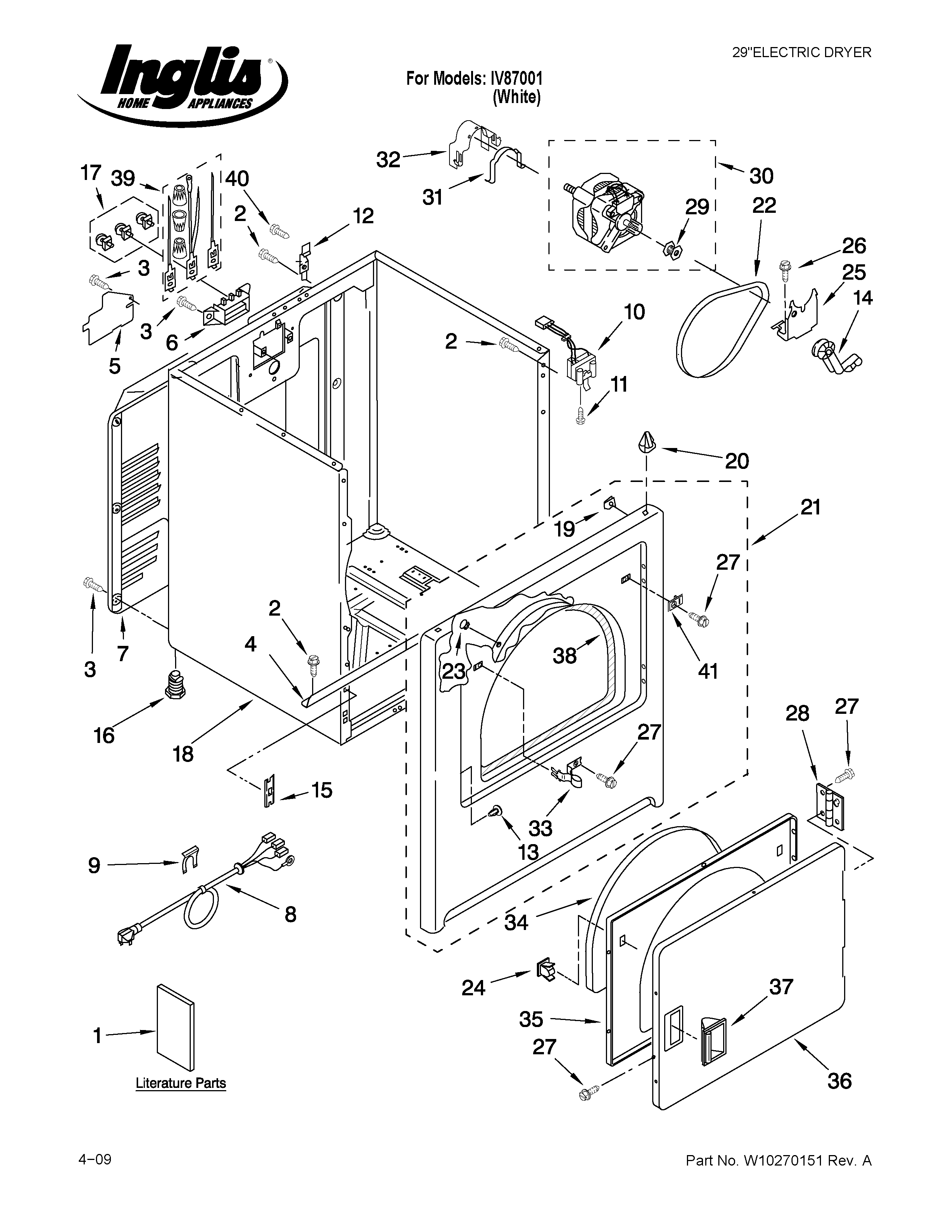 Inglis IV87001 cabinet parts diagram