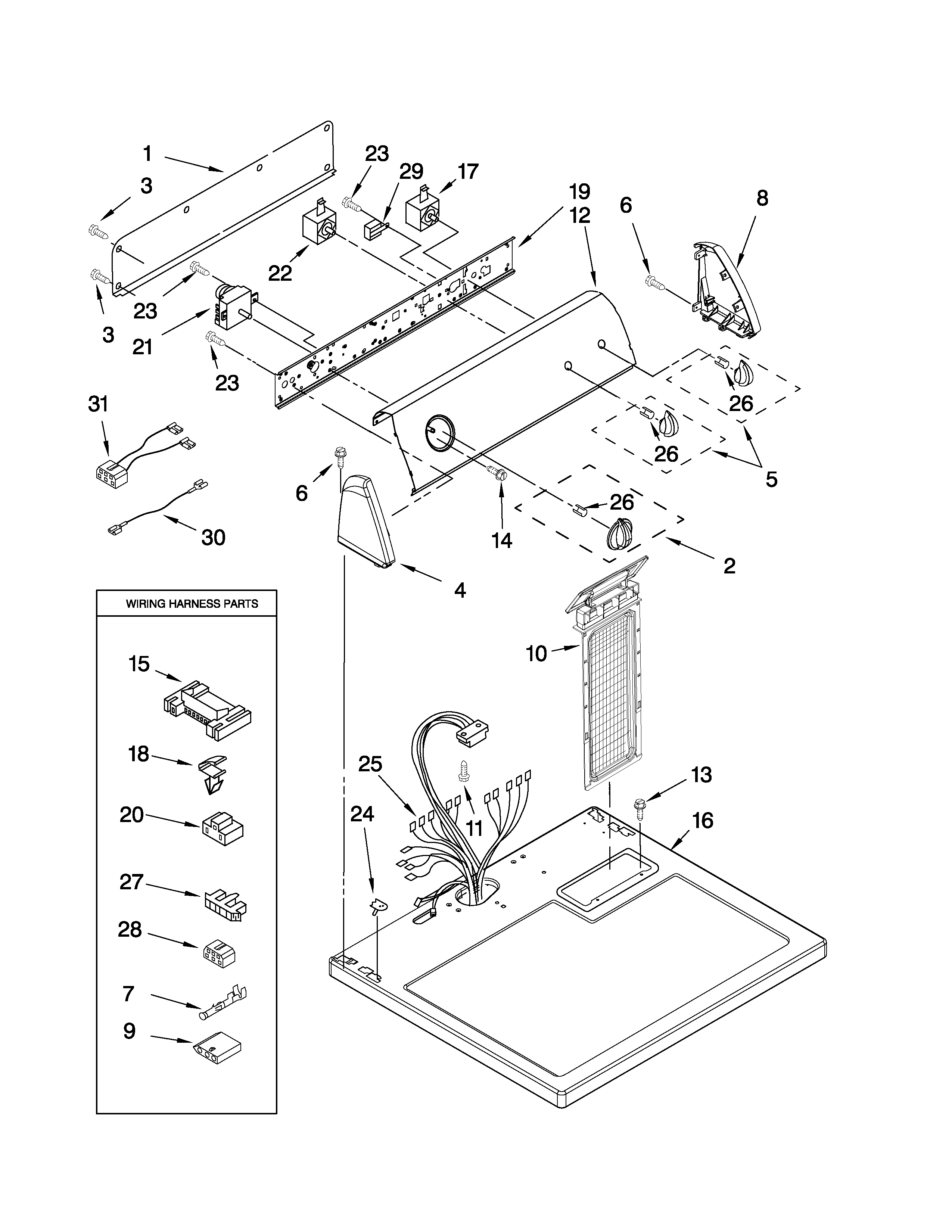 Inglis IV87001 top and console parts diagram