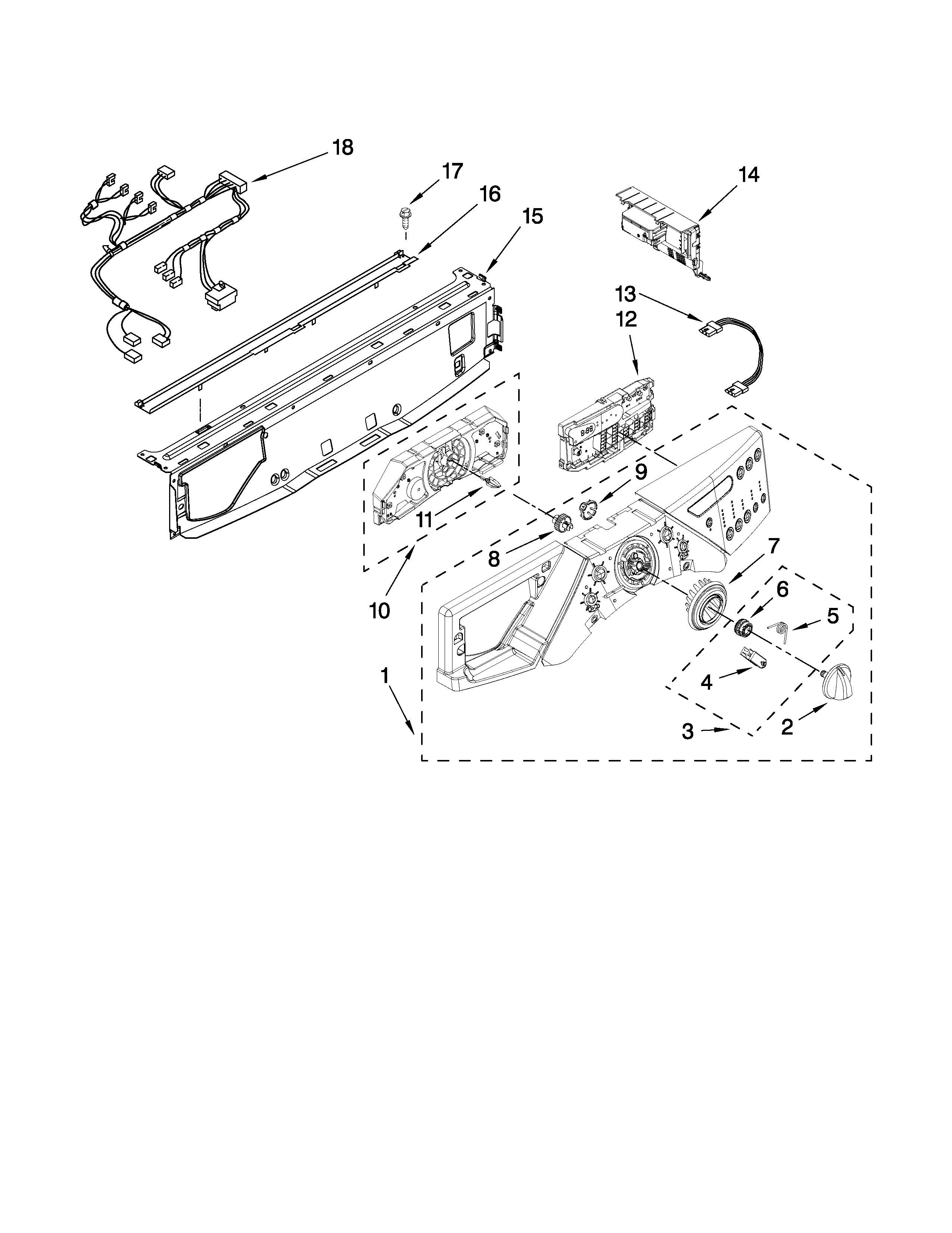 Whirlpool WFW9200SQ04 control panel parts diagram