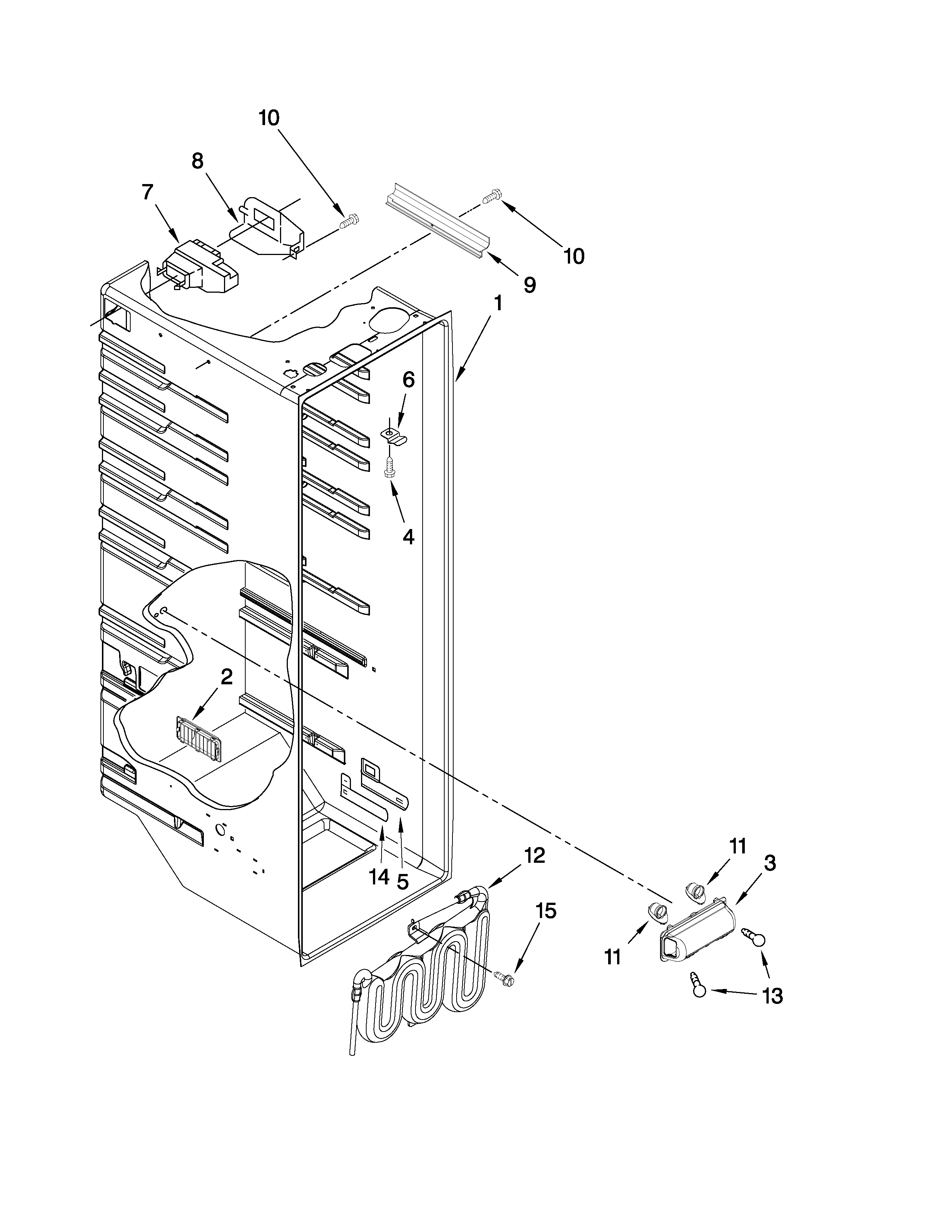 Whirlpool ED5NHGXVQ01 refrigerator liner parts diagram