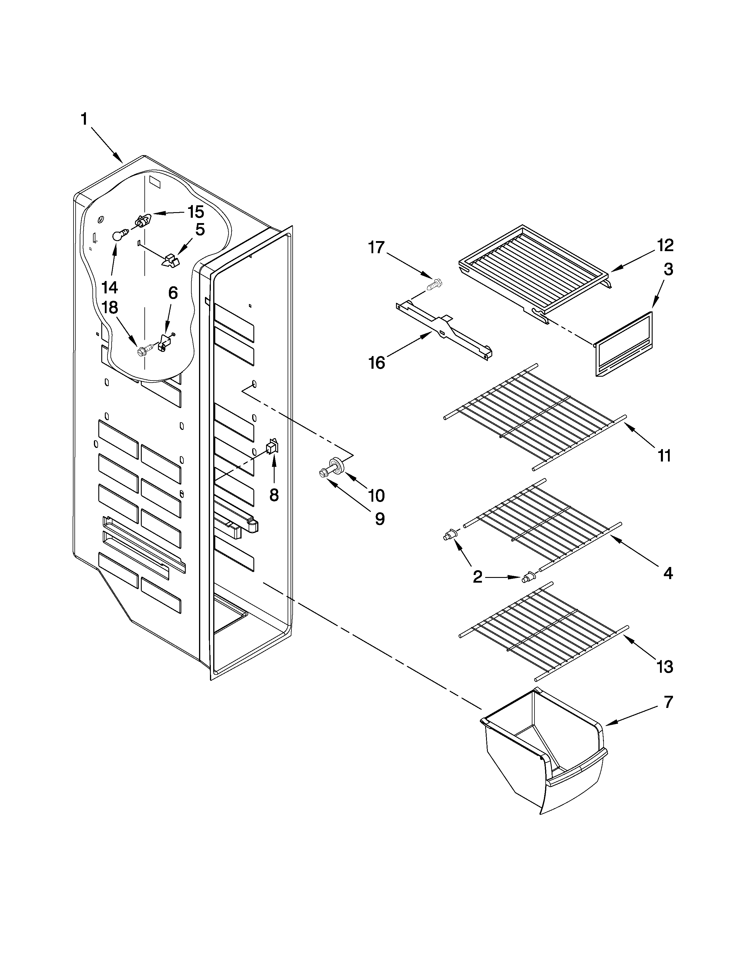 Whirlpool ED5NHGXVQ01 freezer liner parts diagram