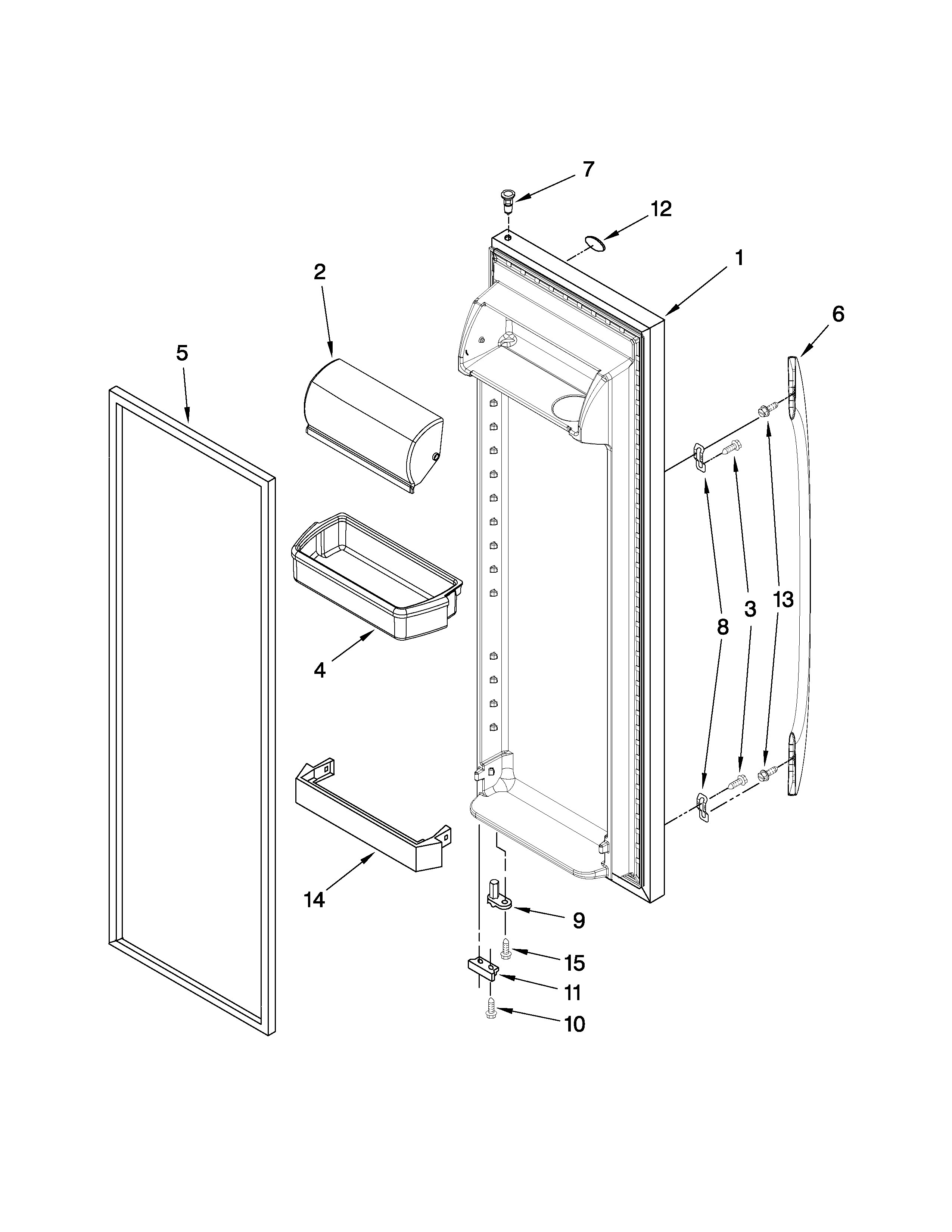 Whirlpool ED5NHGXVQ01 refrigerator door parts diagram